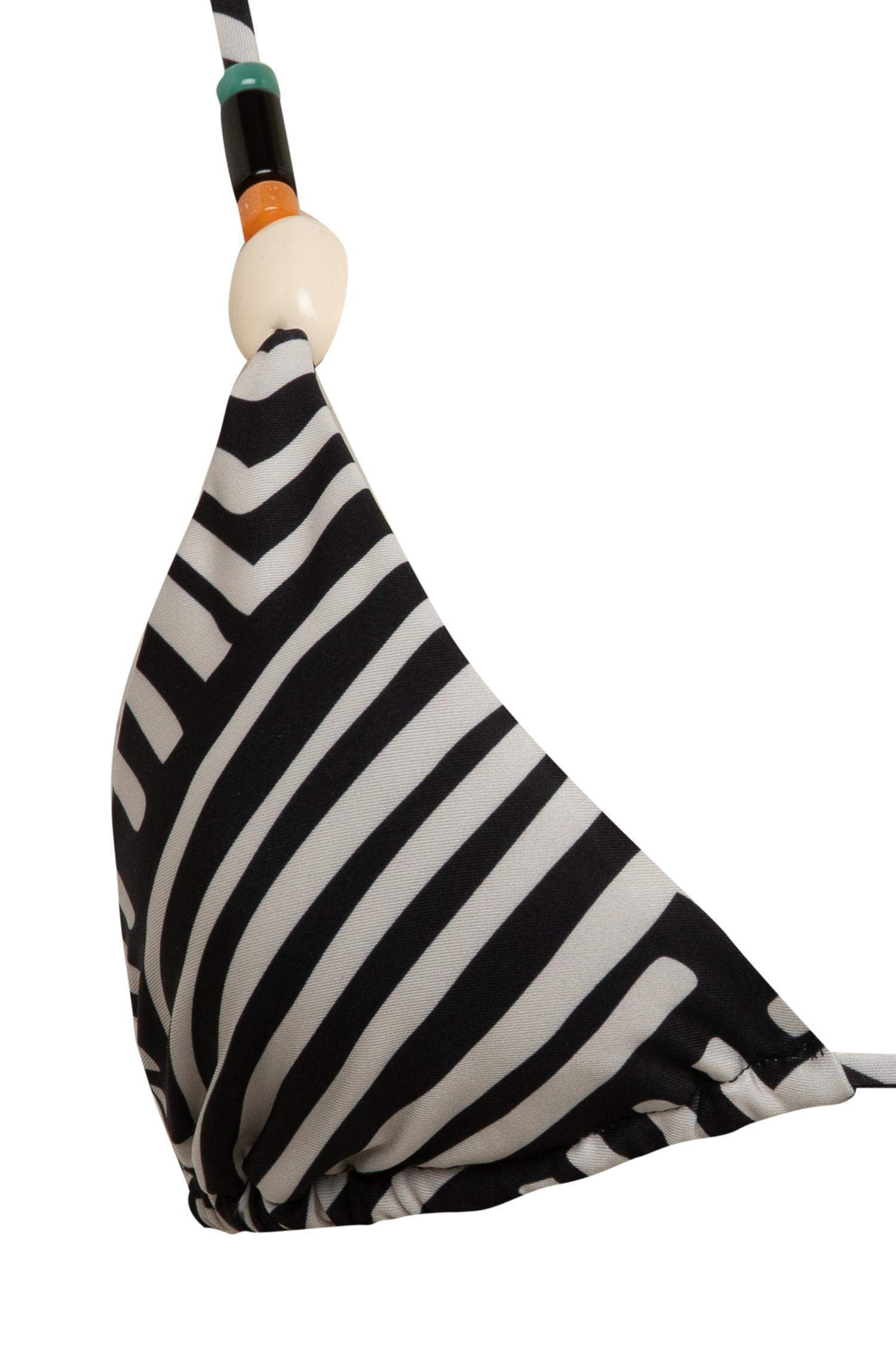 Regular Fit Striped Bikini Top