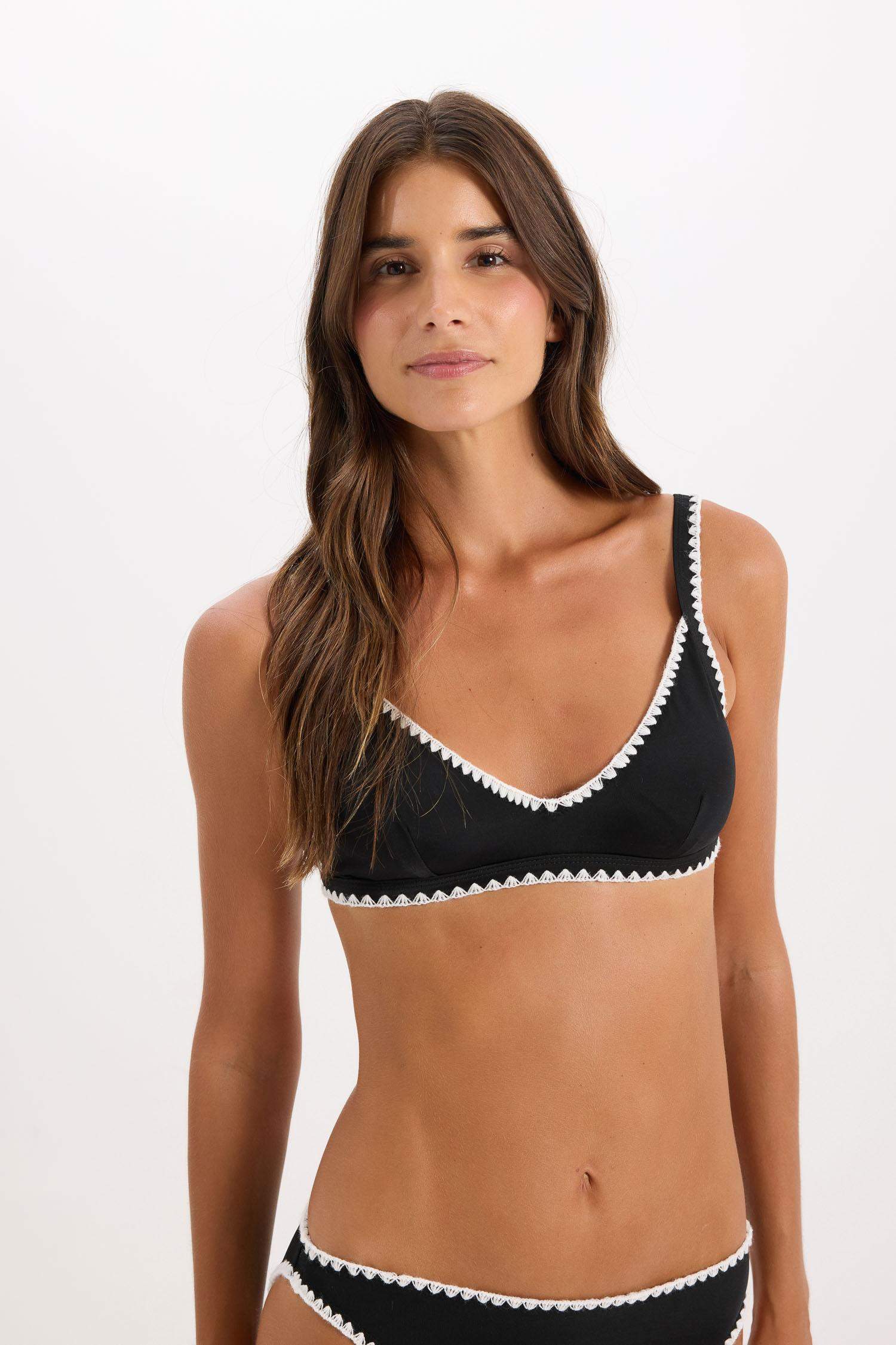 Regular Fit Nakışlı Bikini Üstü-Fall in Love