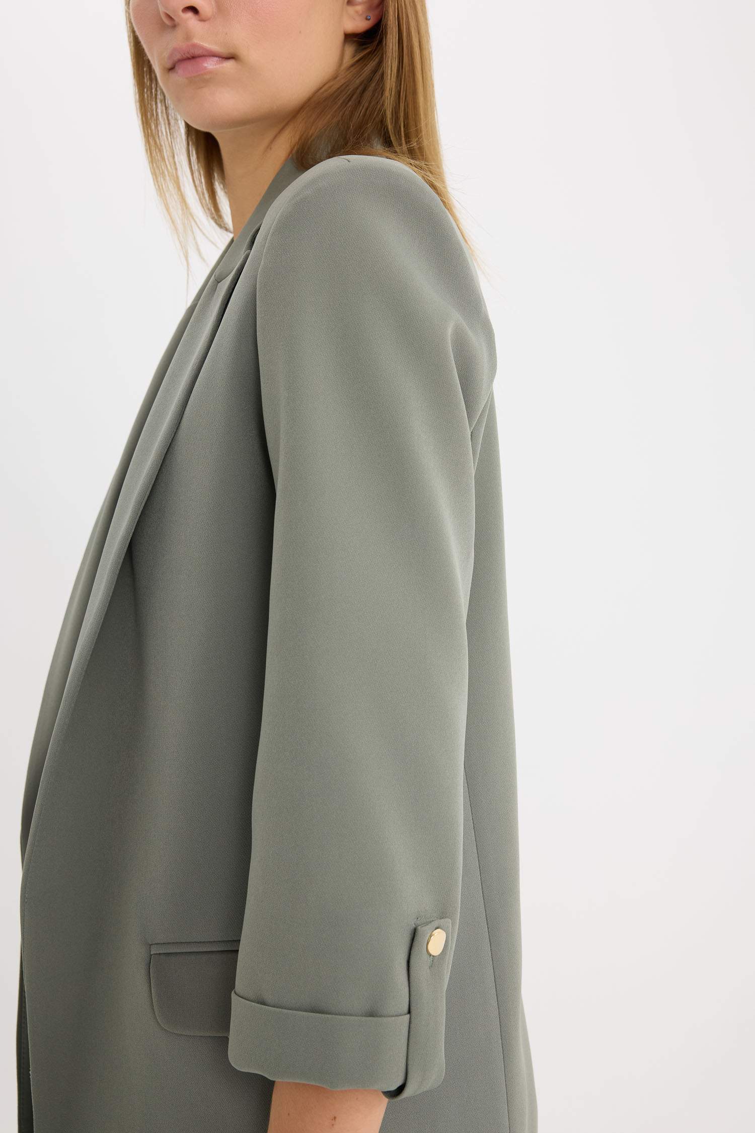 Regular Fit Ceket Yaka Basic Düz Blazer Ceket