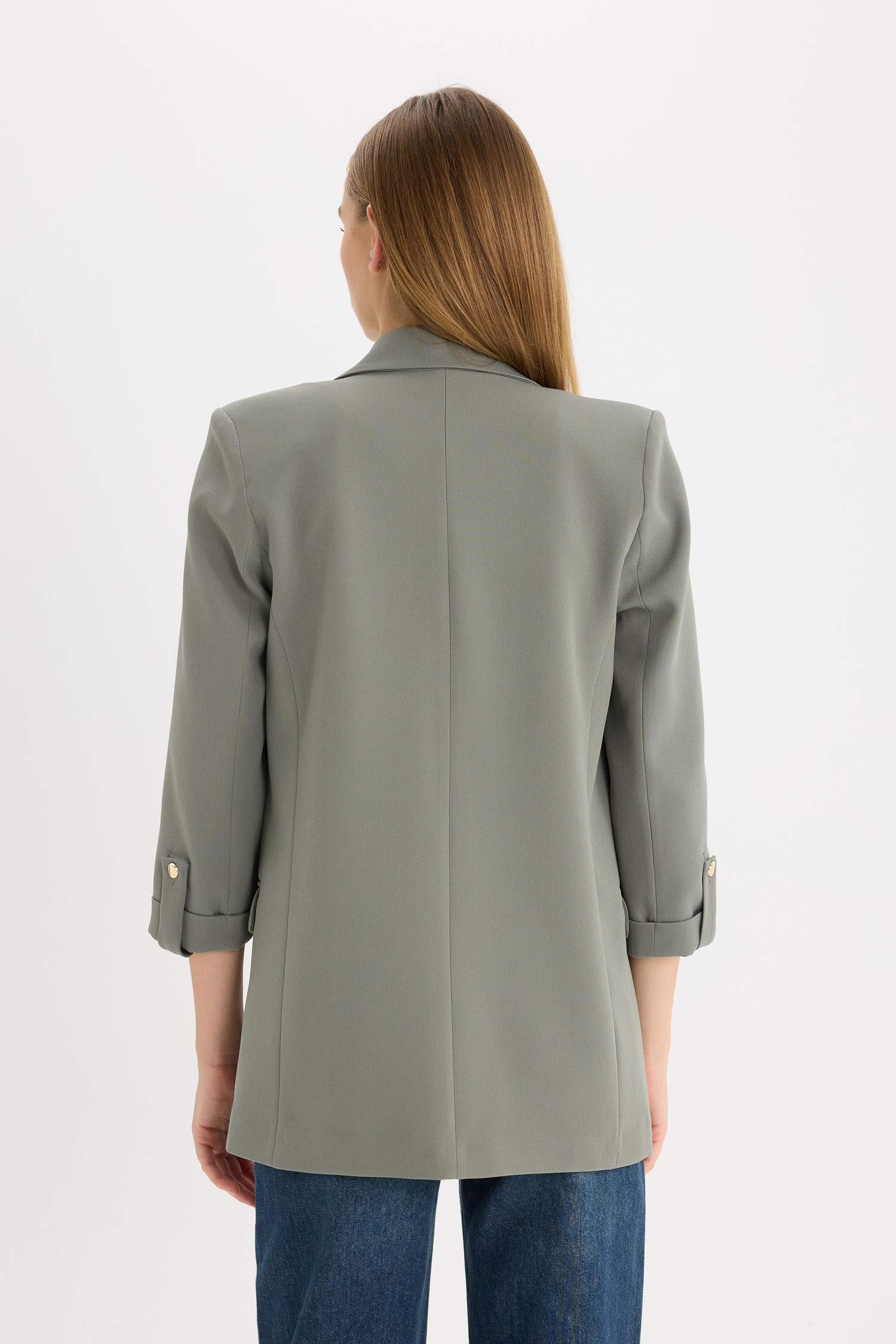 Regular Fit Ceket Yaka Basic Düz Blazer Ceket