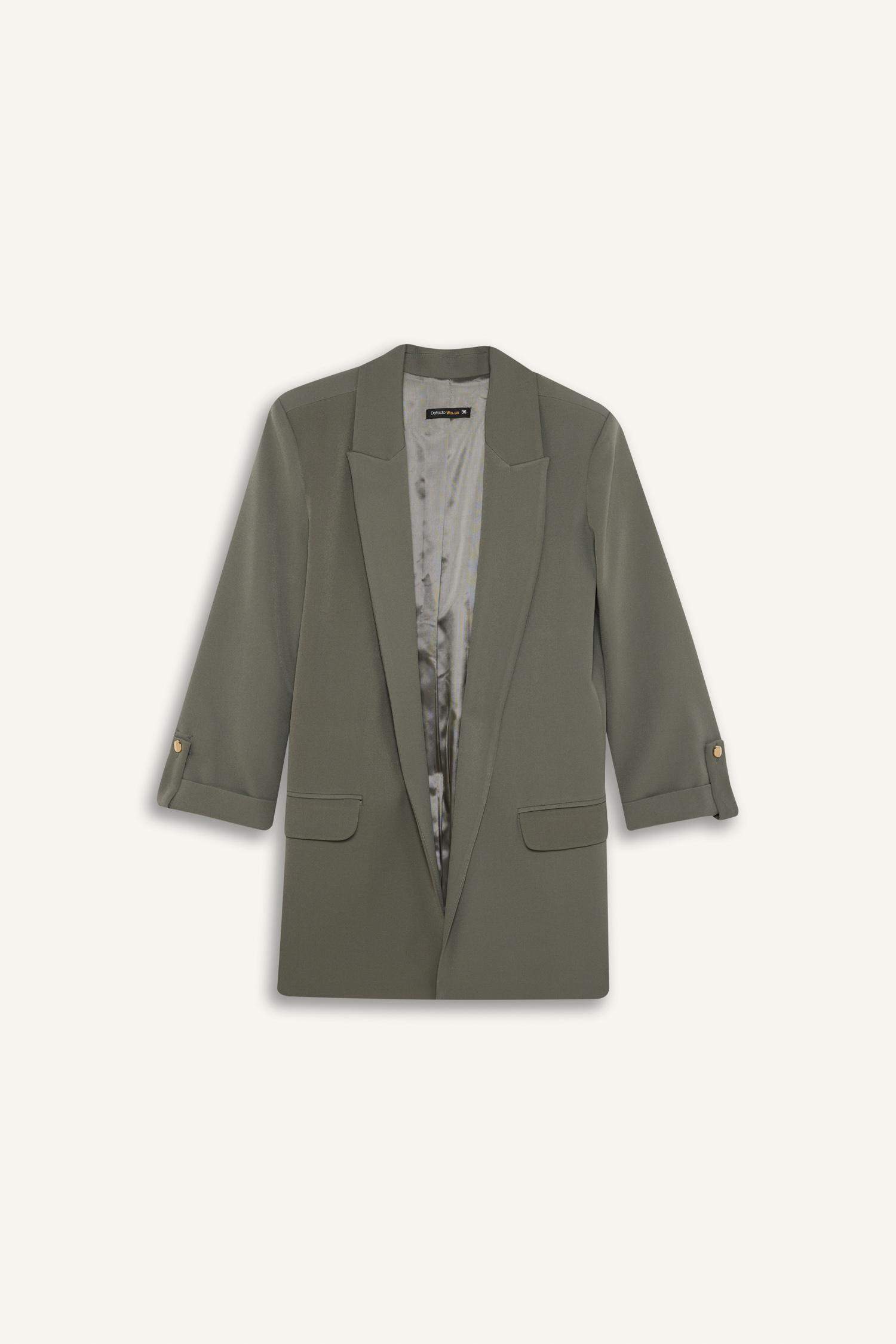 Regular Fit Ceket Yaka Basic Düz Blazer Ceket