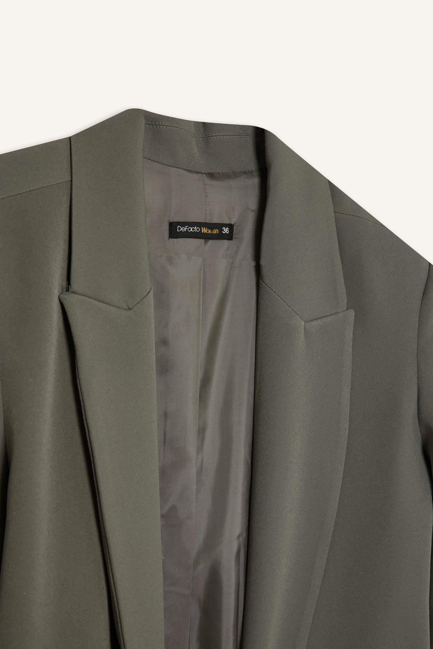 Regular Fit Ceket Yaka Basic Düz Blazer Ceket