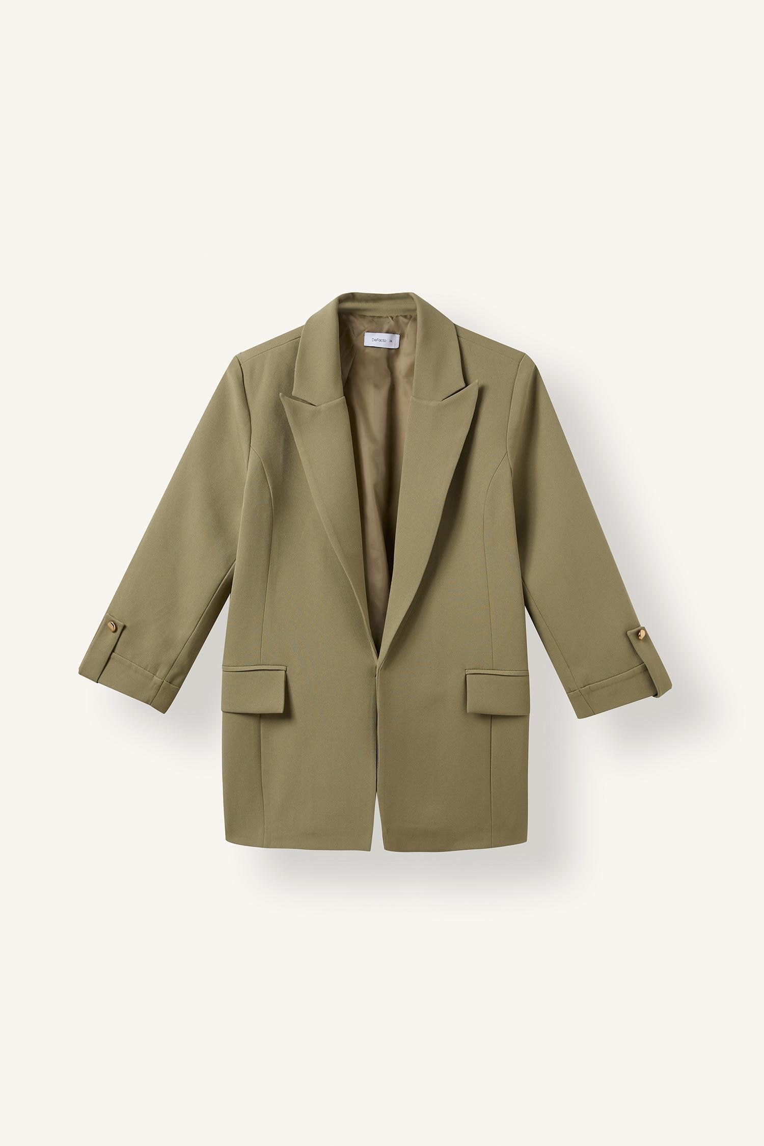 DeFacto Oversize Ceket Yaka Basic Blazer görsel 8