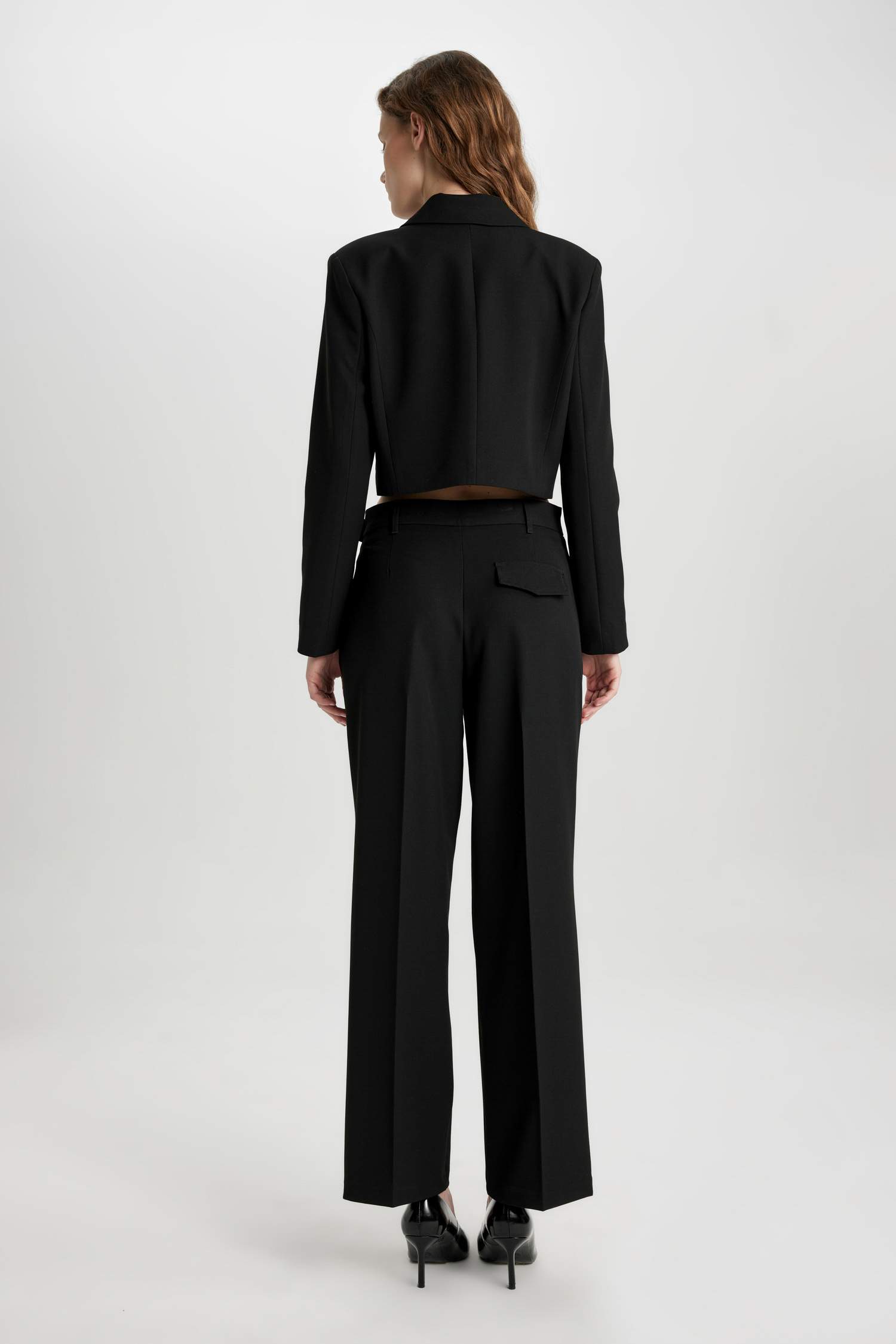 سروال تشينو برجل عادي قصة مستقيمة وخصر عالي