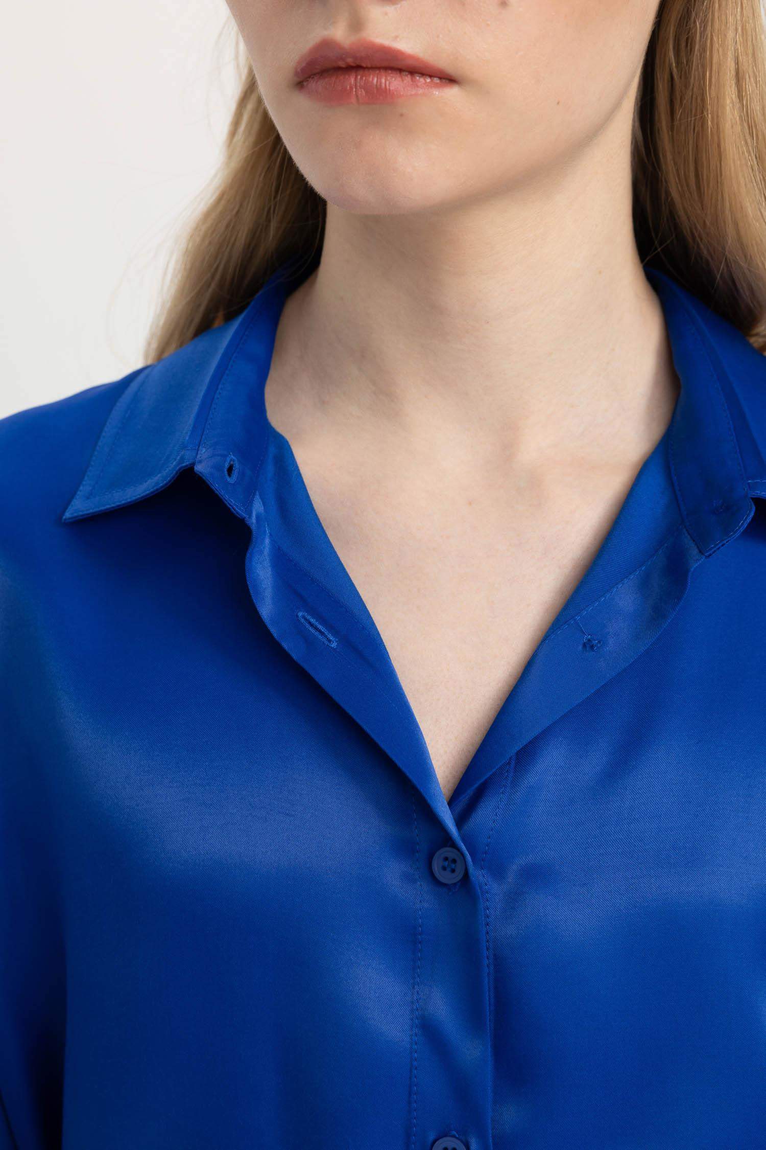 Regular Fit Saten Kısa Kollu Gömlek