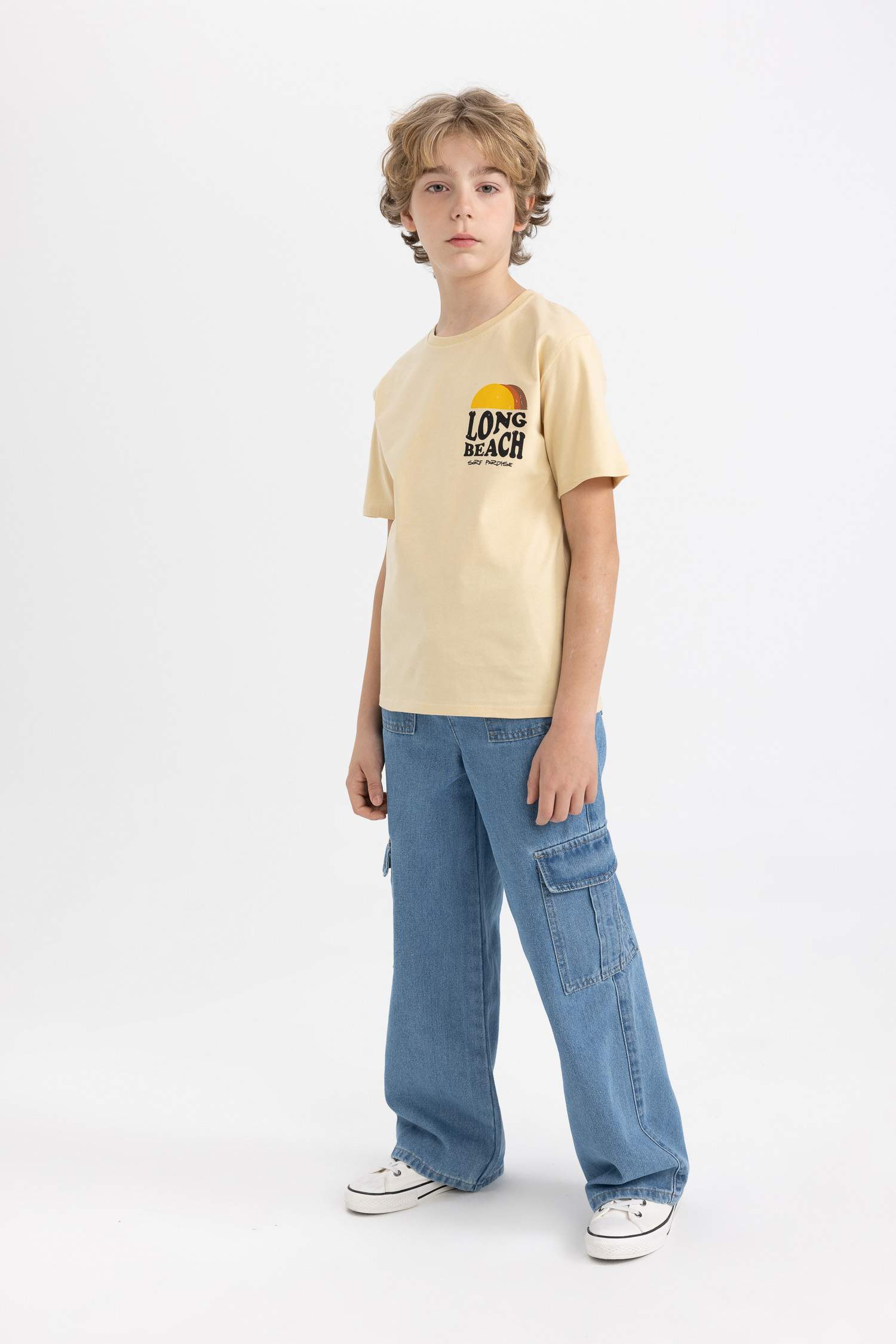 Boy Crew Neck Back Printed Short Sleeve T-Shirt