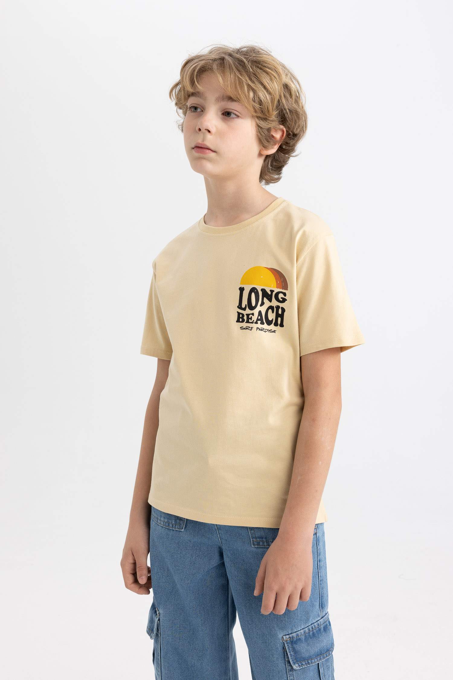 Boy Crew Neck Back Printed Short Sleeve T-Shirt