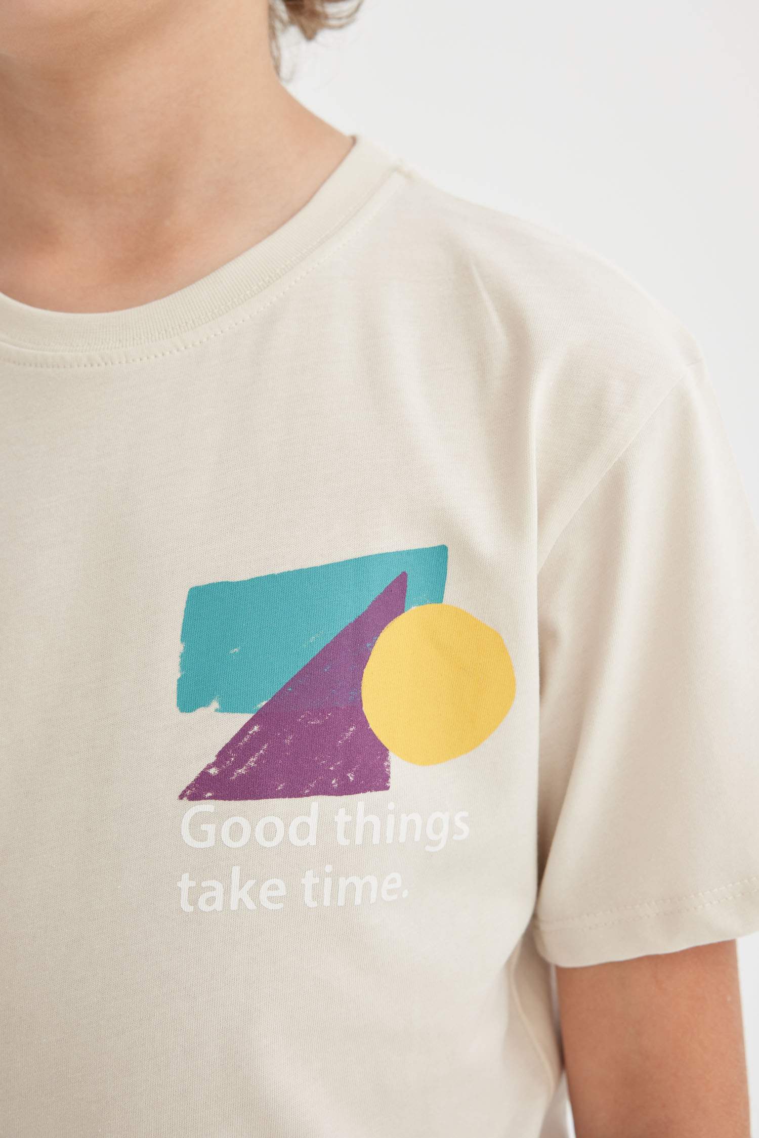 Erkek Çocuk Bisiklet Yaka Sırt Baskılı Kısa Kollu Tişört