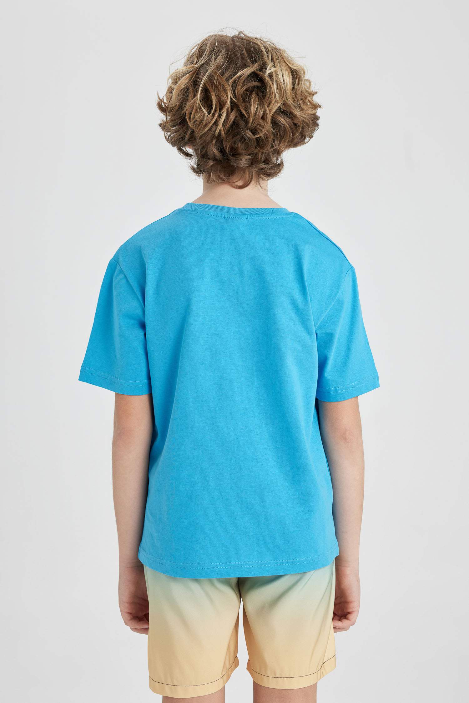 Erkek Çocuk Bisiklet Yaka Baskılı Kısa Kollu Tişört