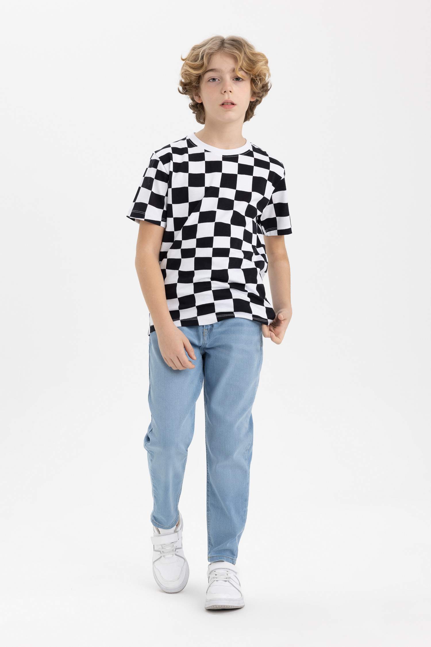 Erkek Çocuk Bisiklet Yaka Baskılı Kısa Kollu Tişört