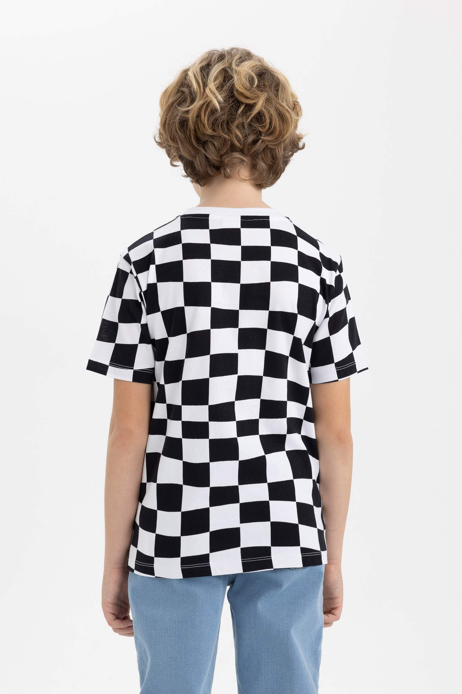 Erkek Çocuk Bisiklet Yaka Baskılı Kısa Kollu Tişört