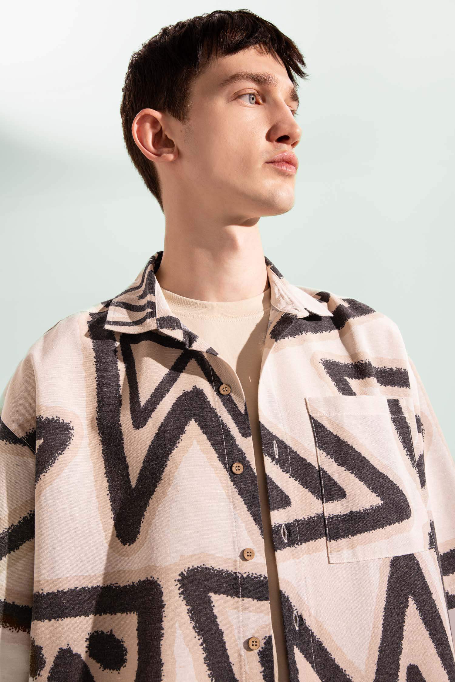 Relax Fit Polo Collar Cotton Short Sleeve Shirt