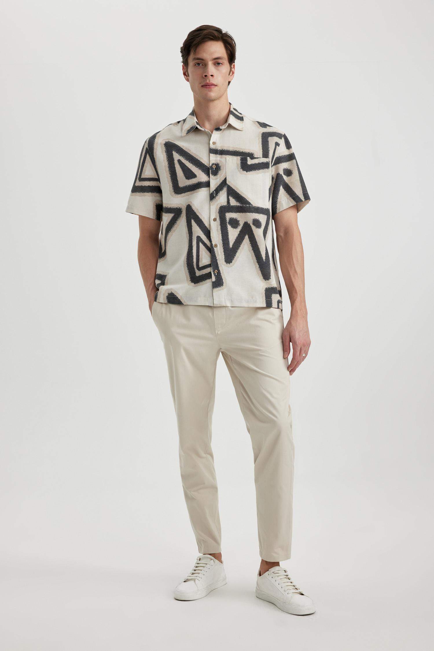 Relax Fit Polo Collar Cotton Short Sleeve Shirt