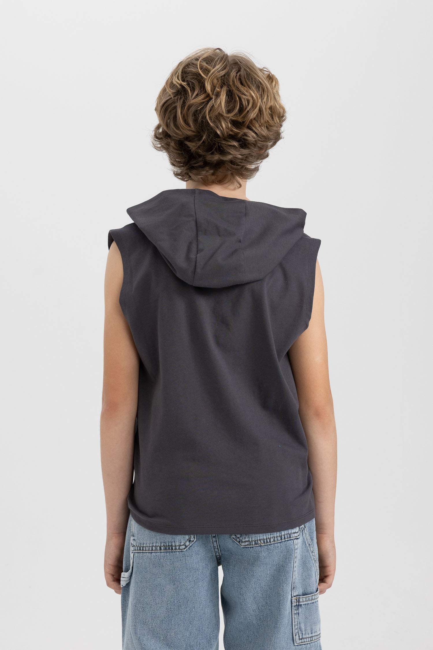 Boy Printed Hooded Sleeveless T-Shirt