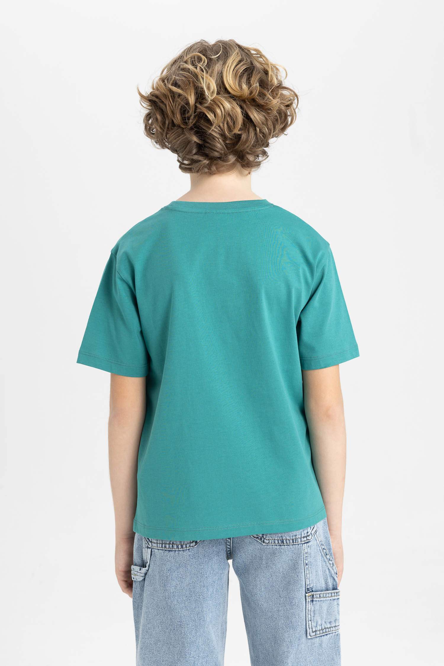 Erkek Çocuk Bisiklet Yaka Baskılı Kısa Kollu Tişört