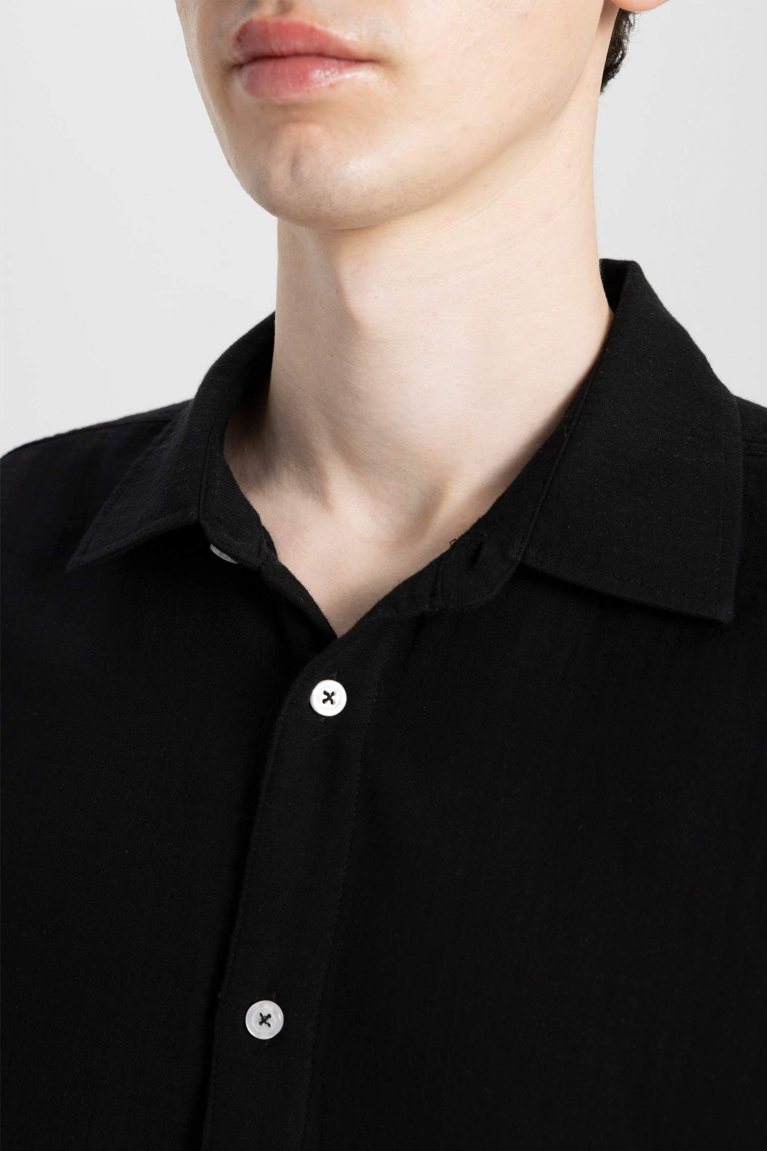 Relax Fit Polo Collar Cotton Long Sleeve Shirt