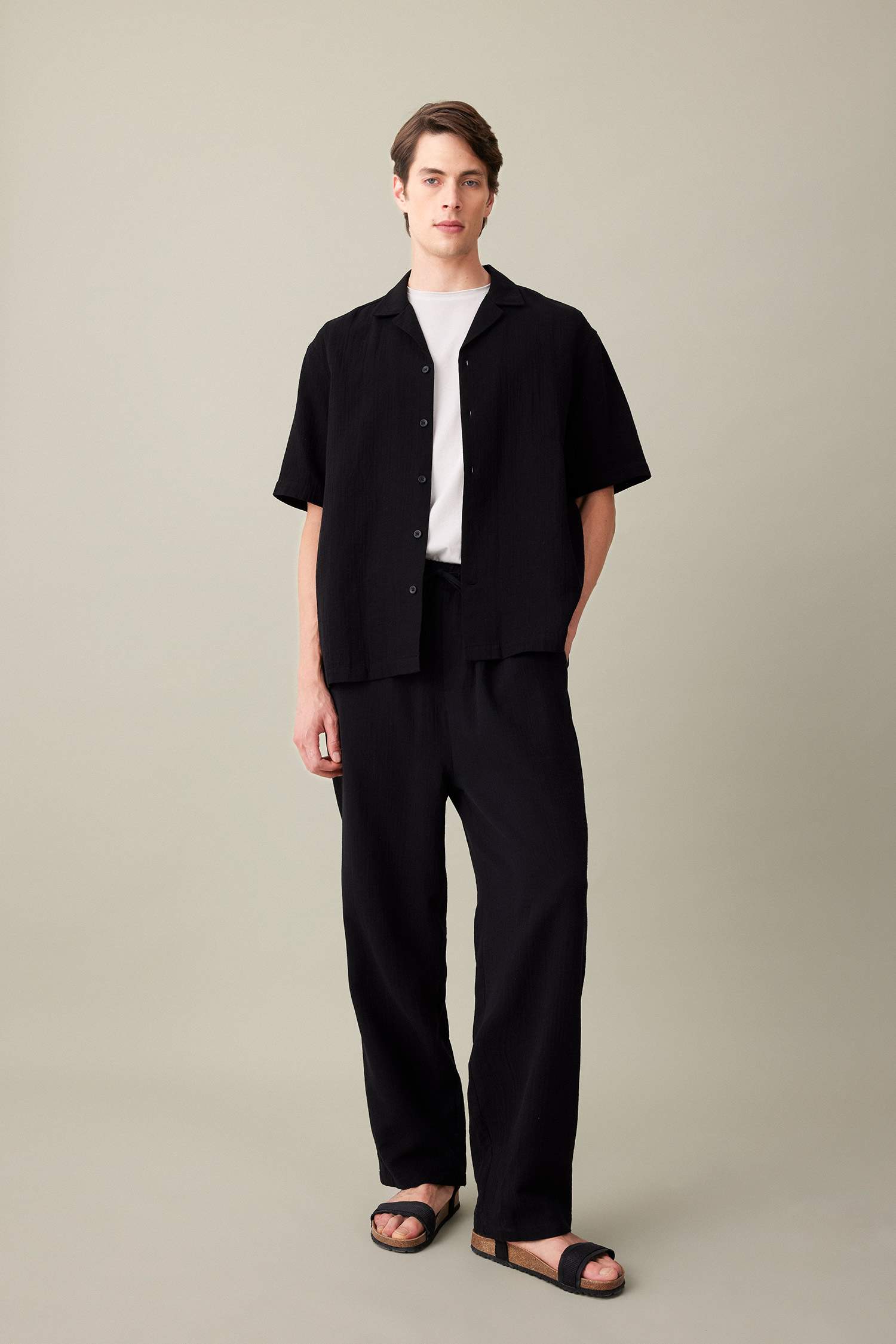 Relax Fit Regular Hem Cotton Trousers