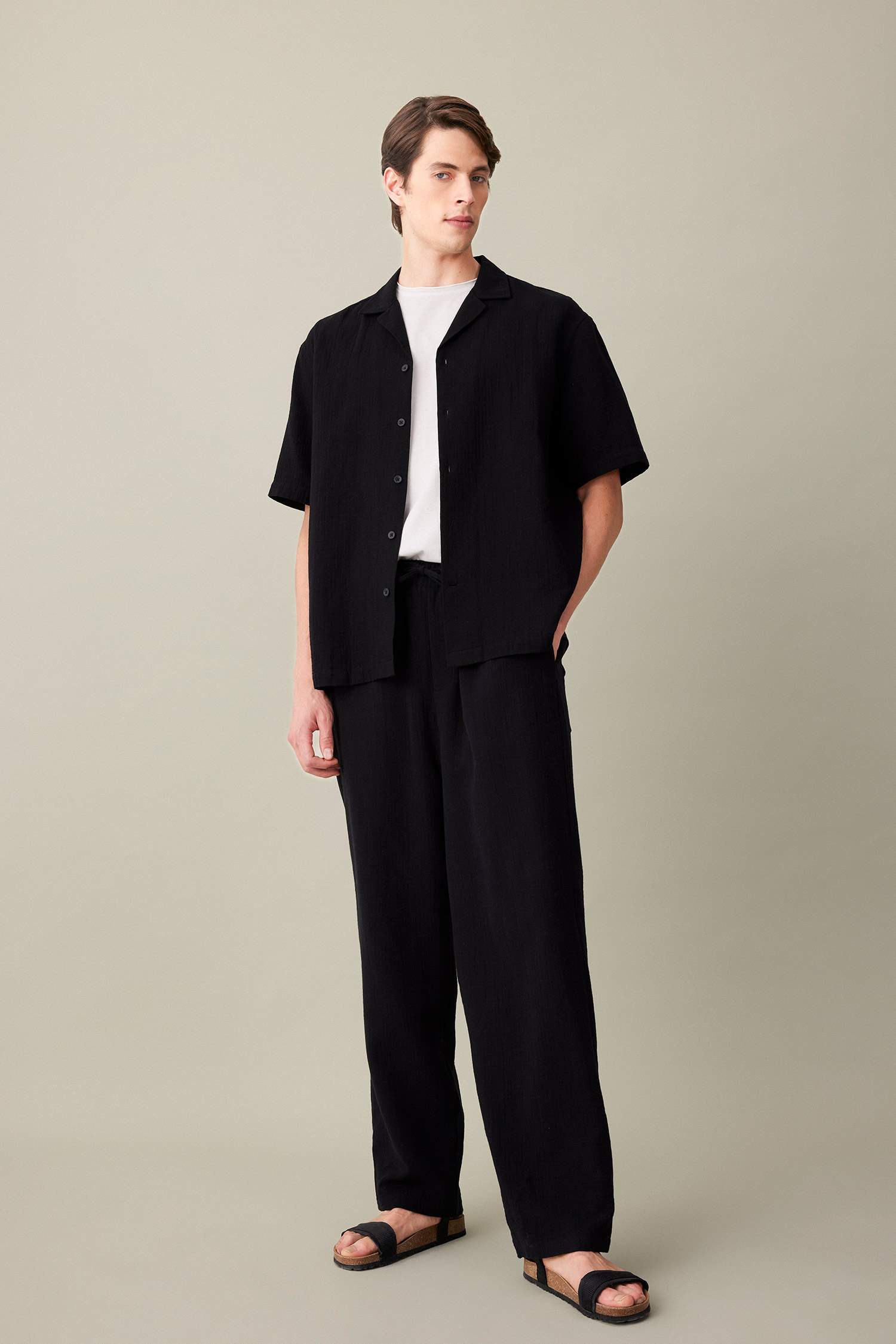 Relax Fit Regular Hem Cotton Trousers