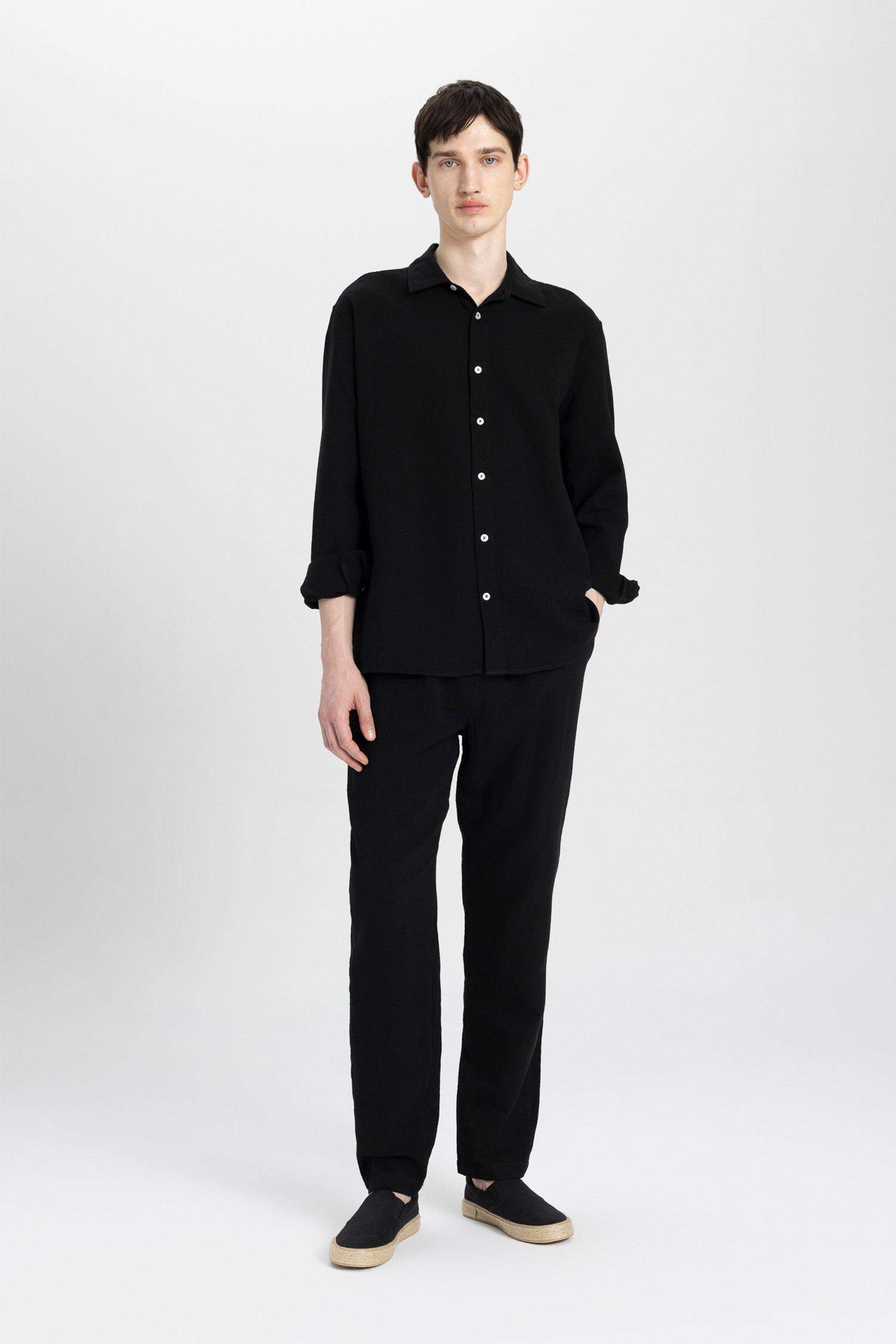 Relax Fit Regular Hem Cotton Trousers