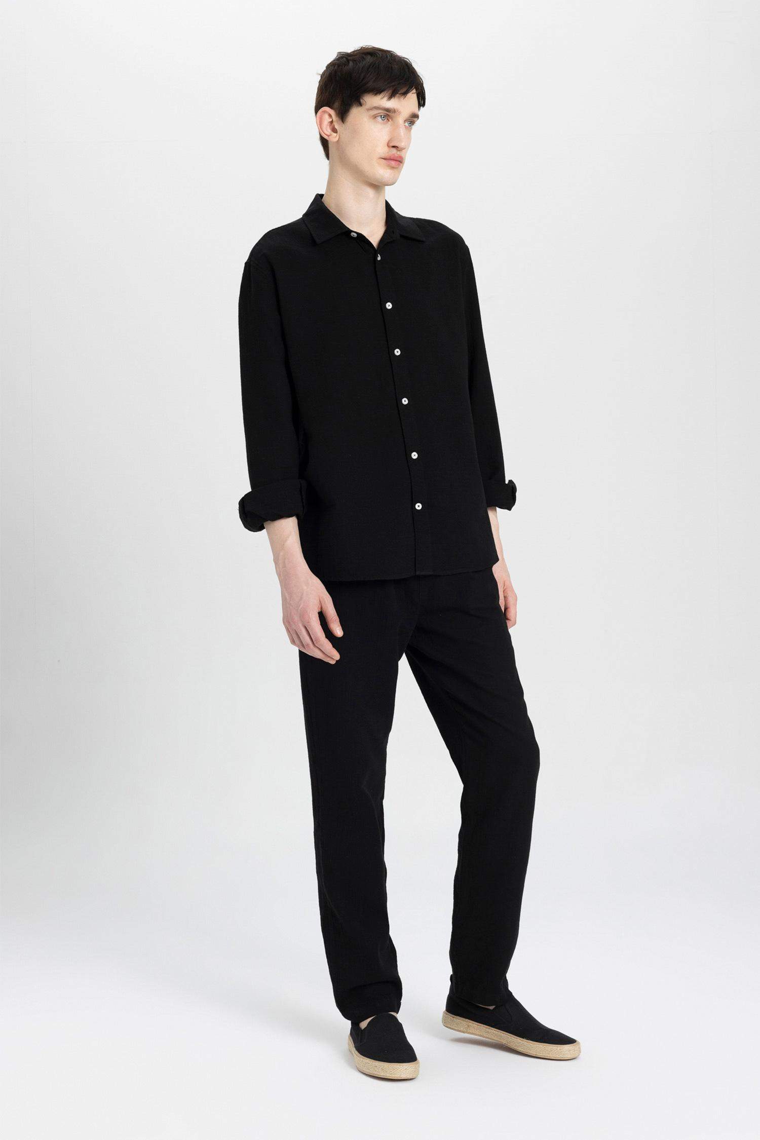 Relax Fit Regular Hem Cotton Trousers