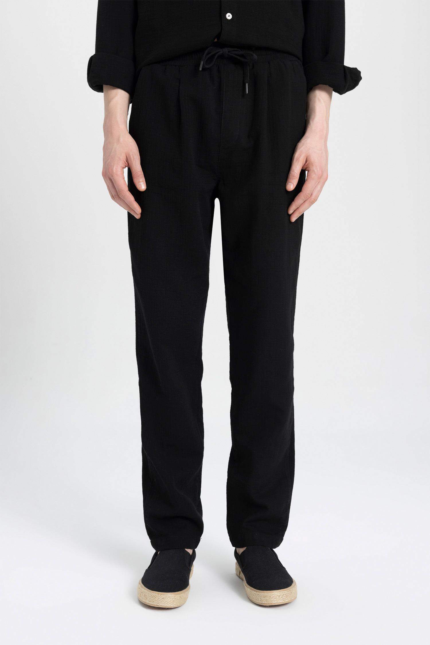 Relax Fit Regular Hem Cotton Trousers
