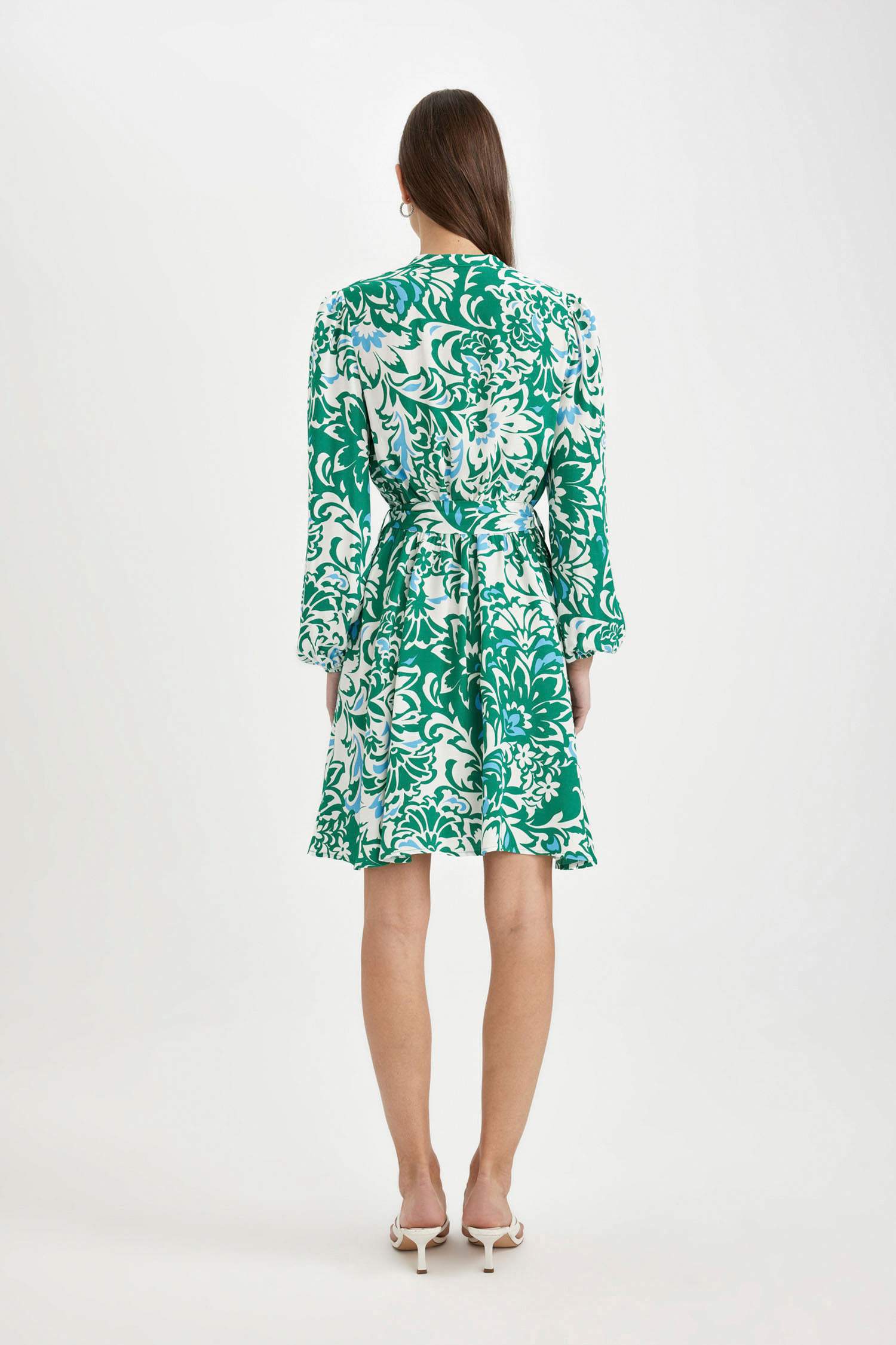 Платье миди с принтом с длинным рукавом