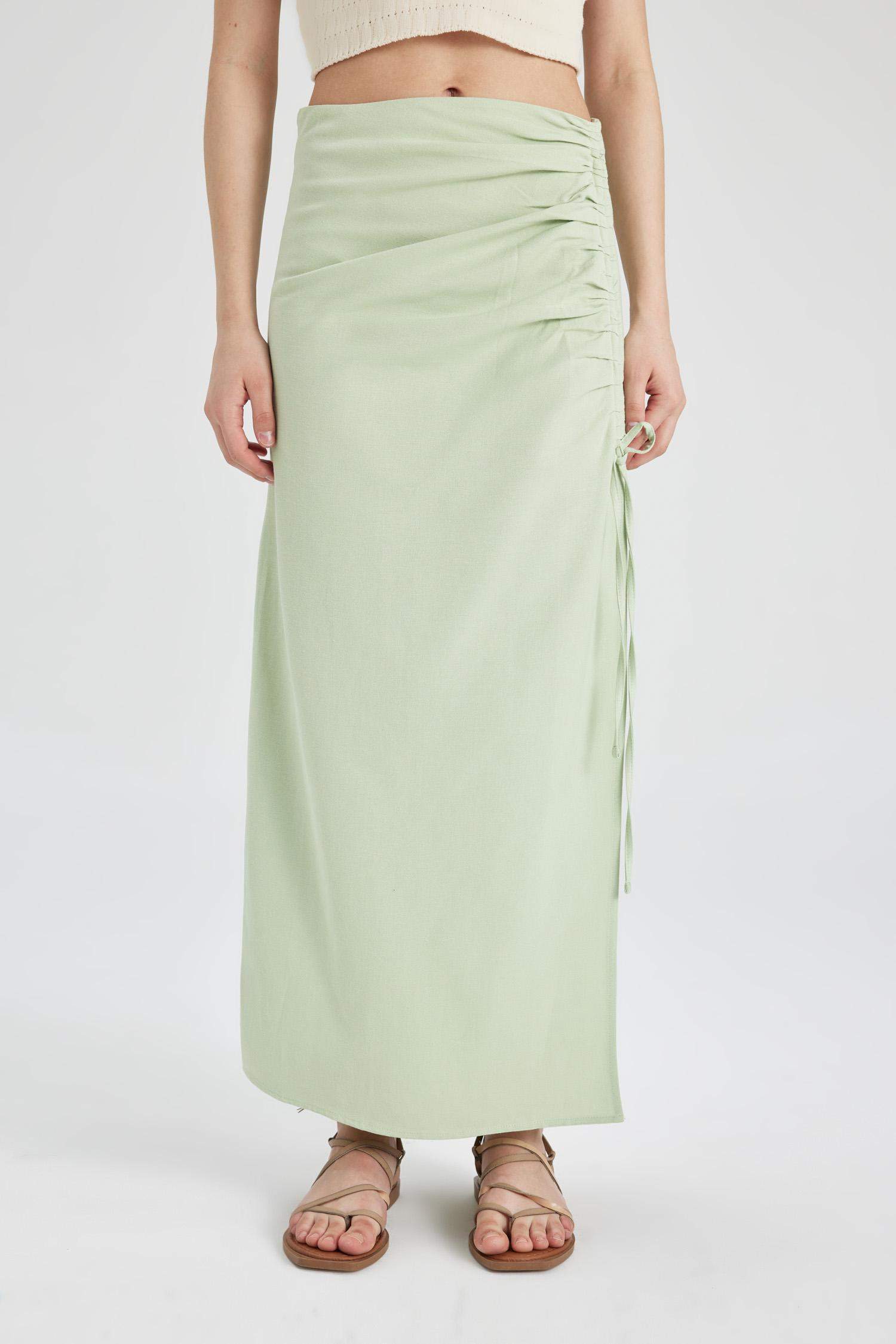 A Cut linen Maxi Skirt