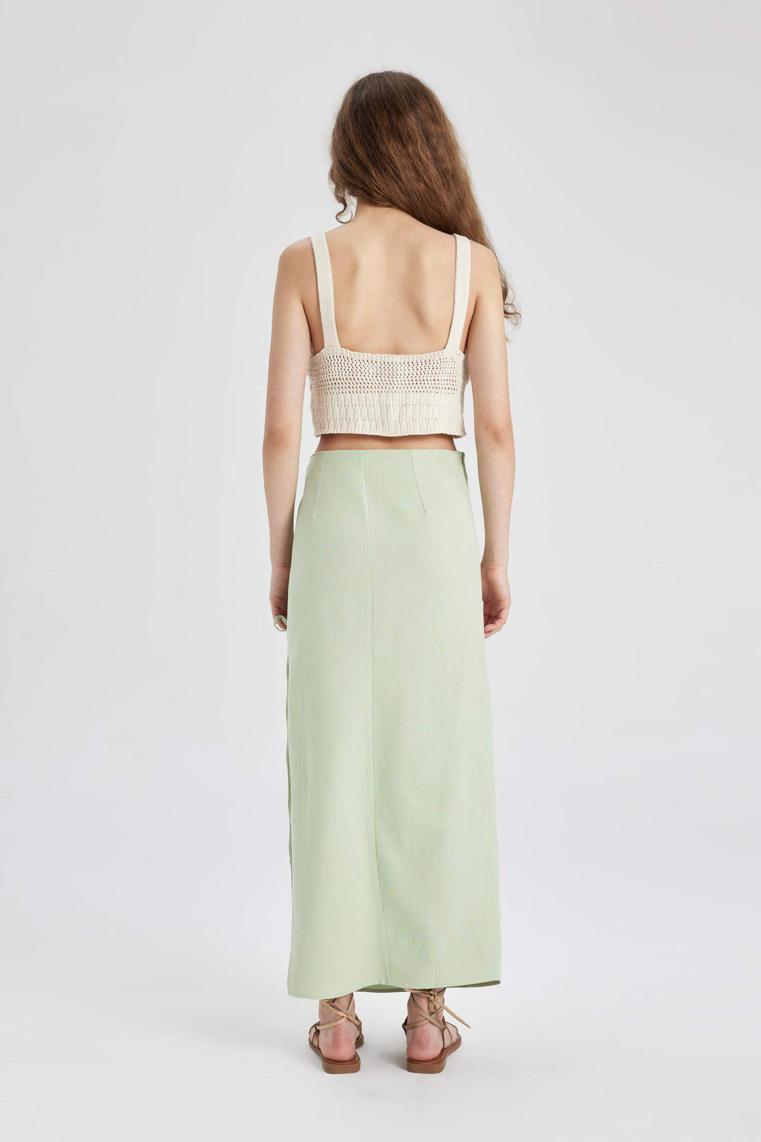 A Cut linen Maxi Skirt