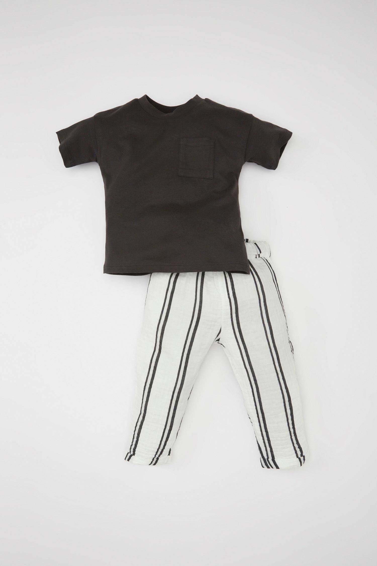 Baby Boy Short Sleeve T-Shirt Striped Pants 2 Piece Set