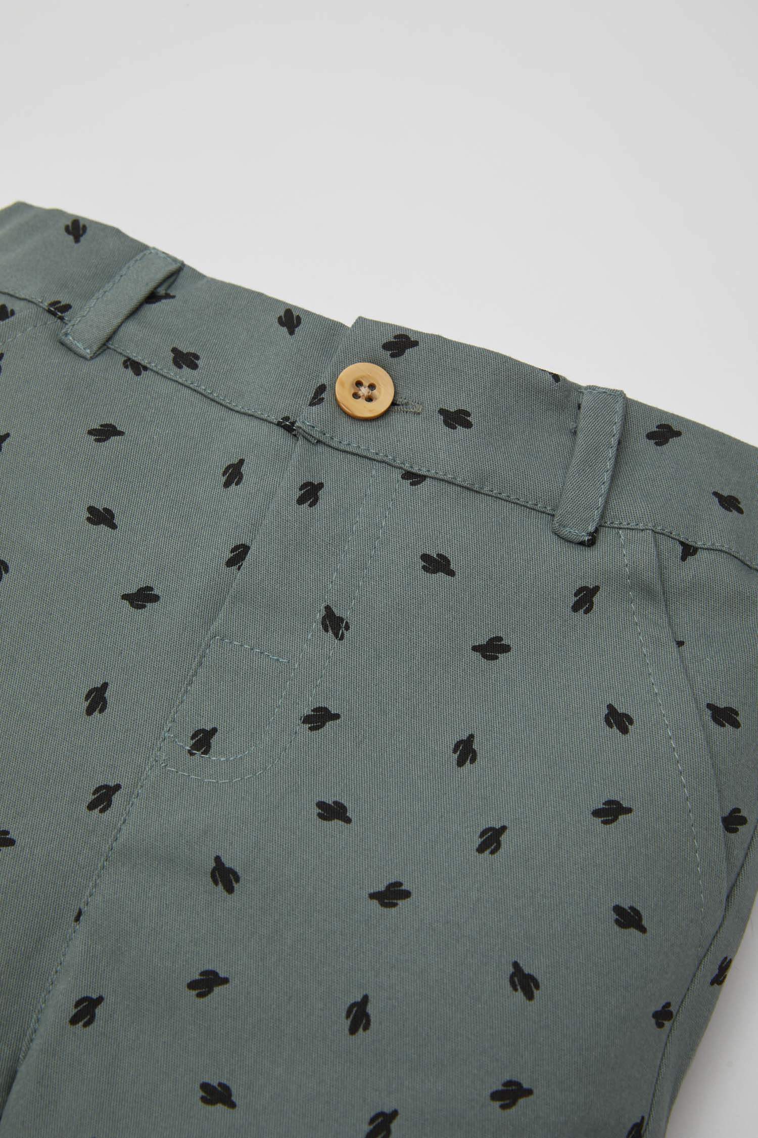 Baby Boy Cactus Patterned Gabardine Shorts