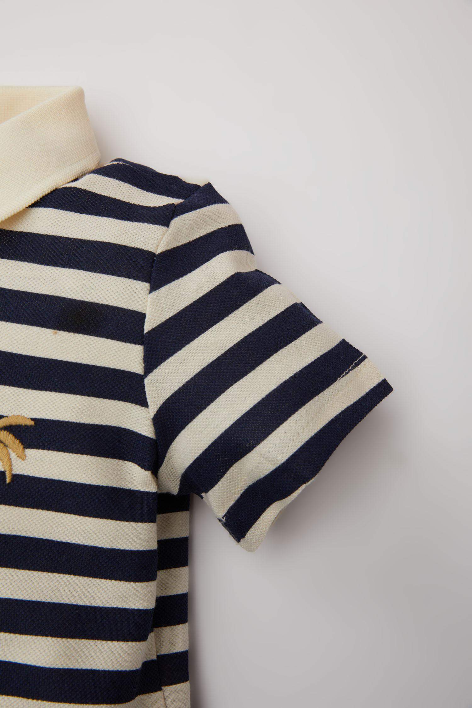 Baby Boy Striped Pique T-Shirt Shorts 2 Piece Set