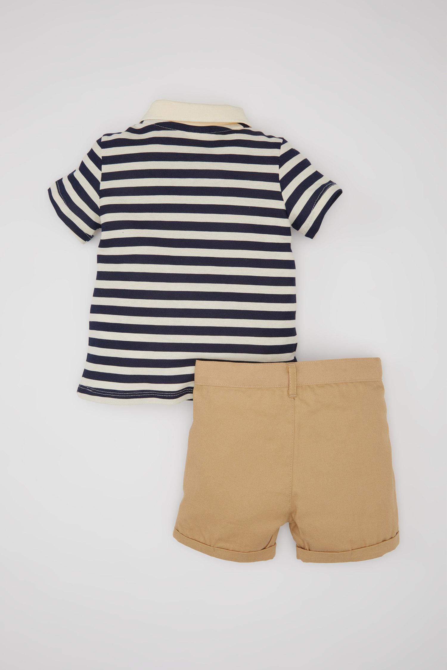 Baby Boy Striped Pique T-Shirt Shorts 2 Piece Set