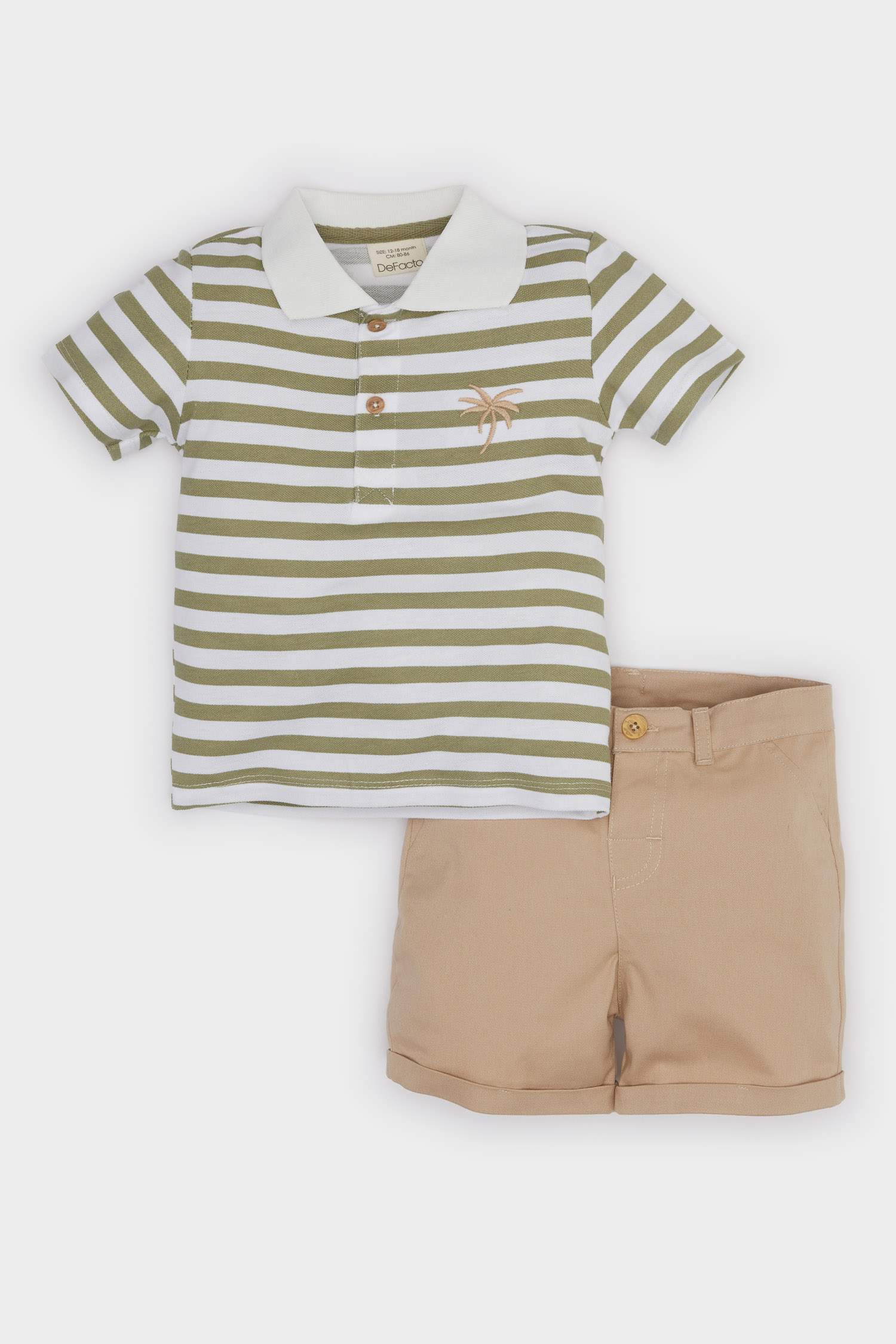 Baby Boy Striped Polo T-Shirt Shorts 2 Piece Set