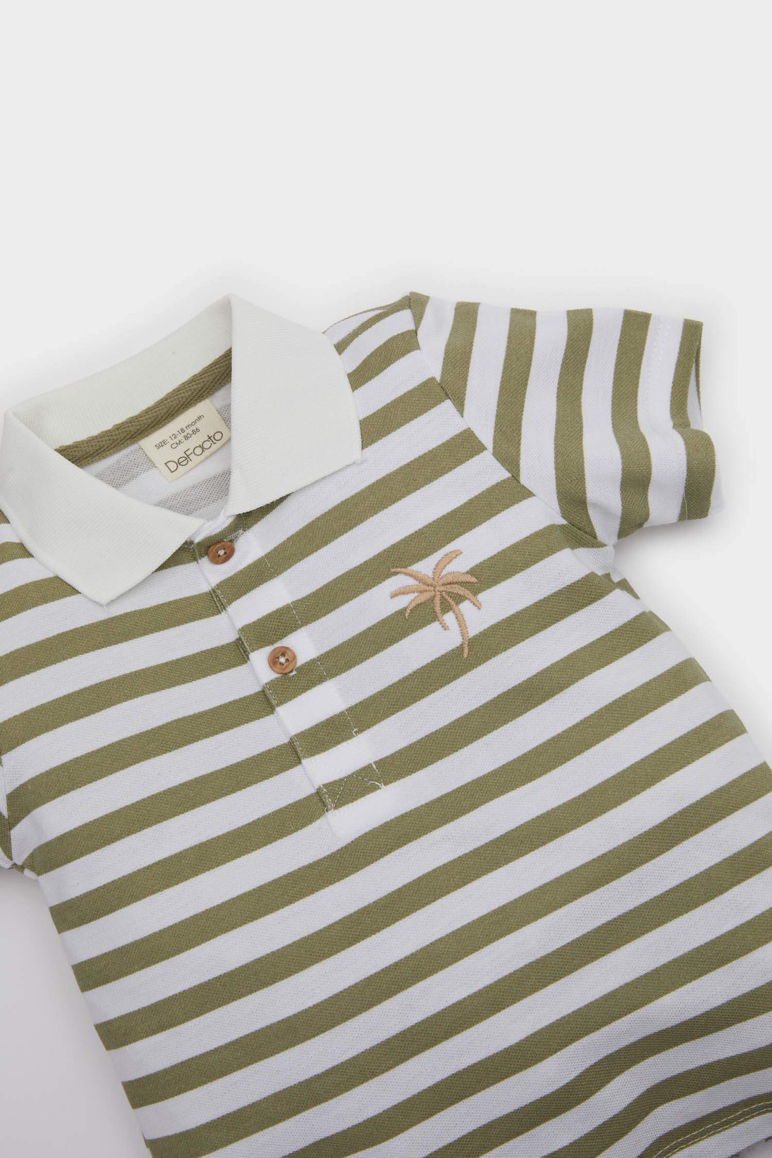 Baby Boy Striped Polo T-Shirt Shorts 2 Piece Set