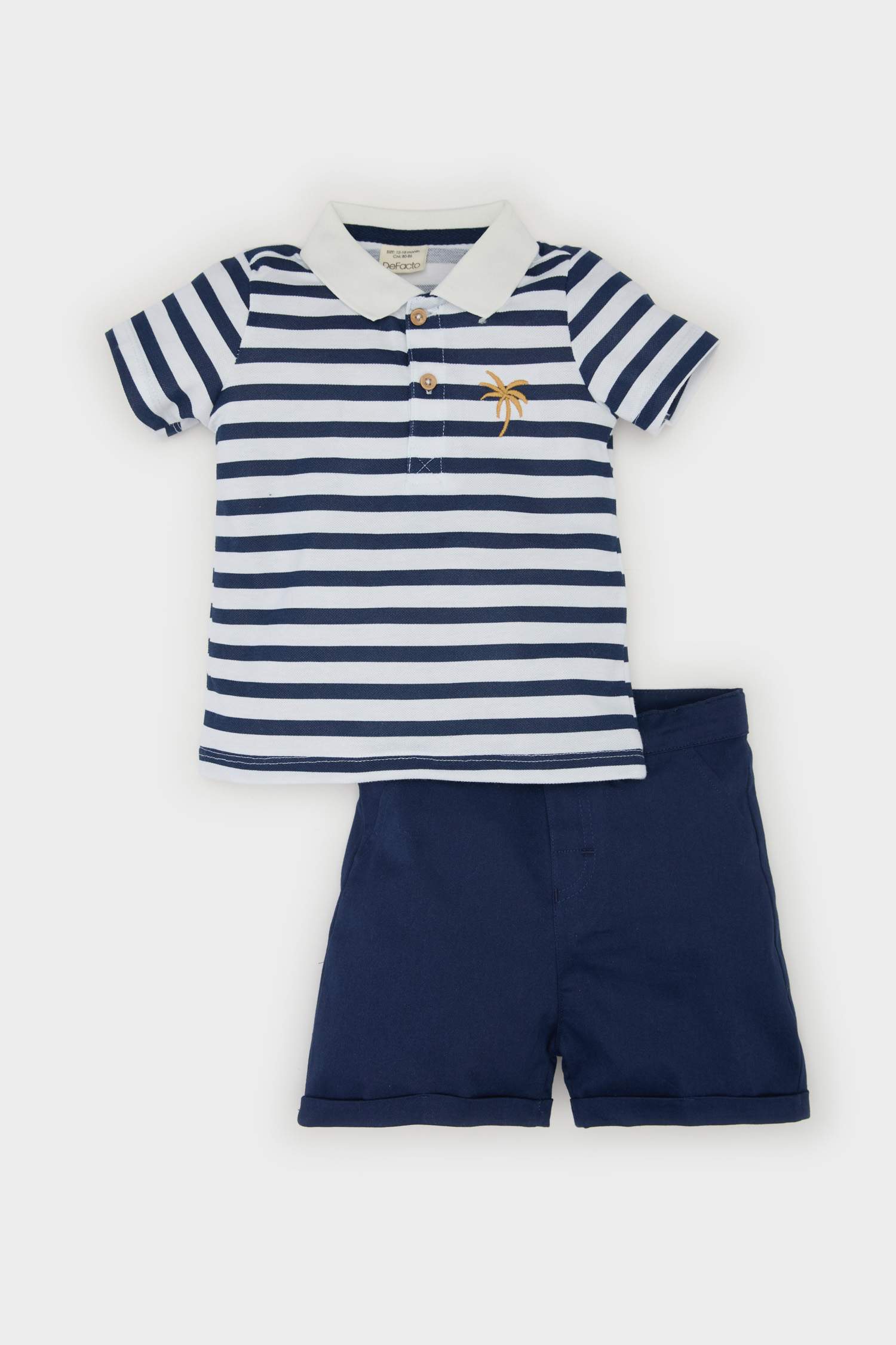 Baby Boy Striped Polo T-Shirt Shorts 2 Piece Set