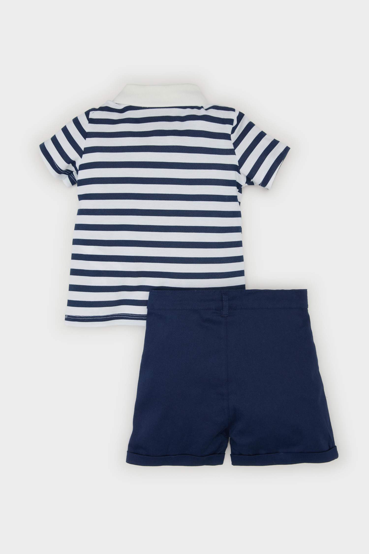 Baby Boy Striped Polo T-Shirt Shorts 2 Piece Set