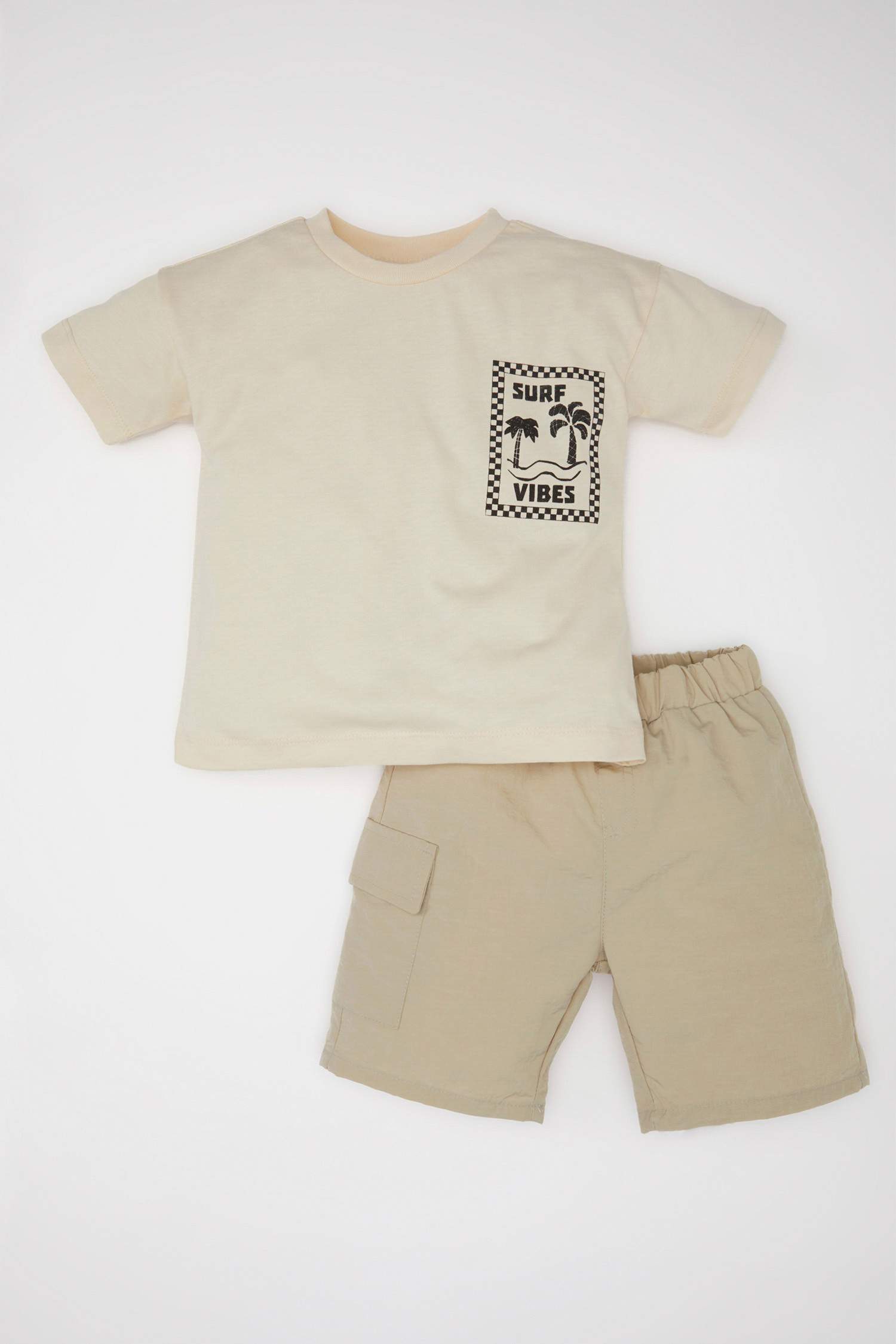 Ensemle de T-Shirt Manches Courtes imprimé Palmier et Short pour Bébé Garçon - 2 Pièces