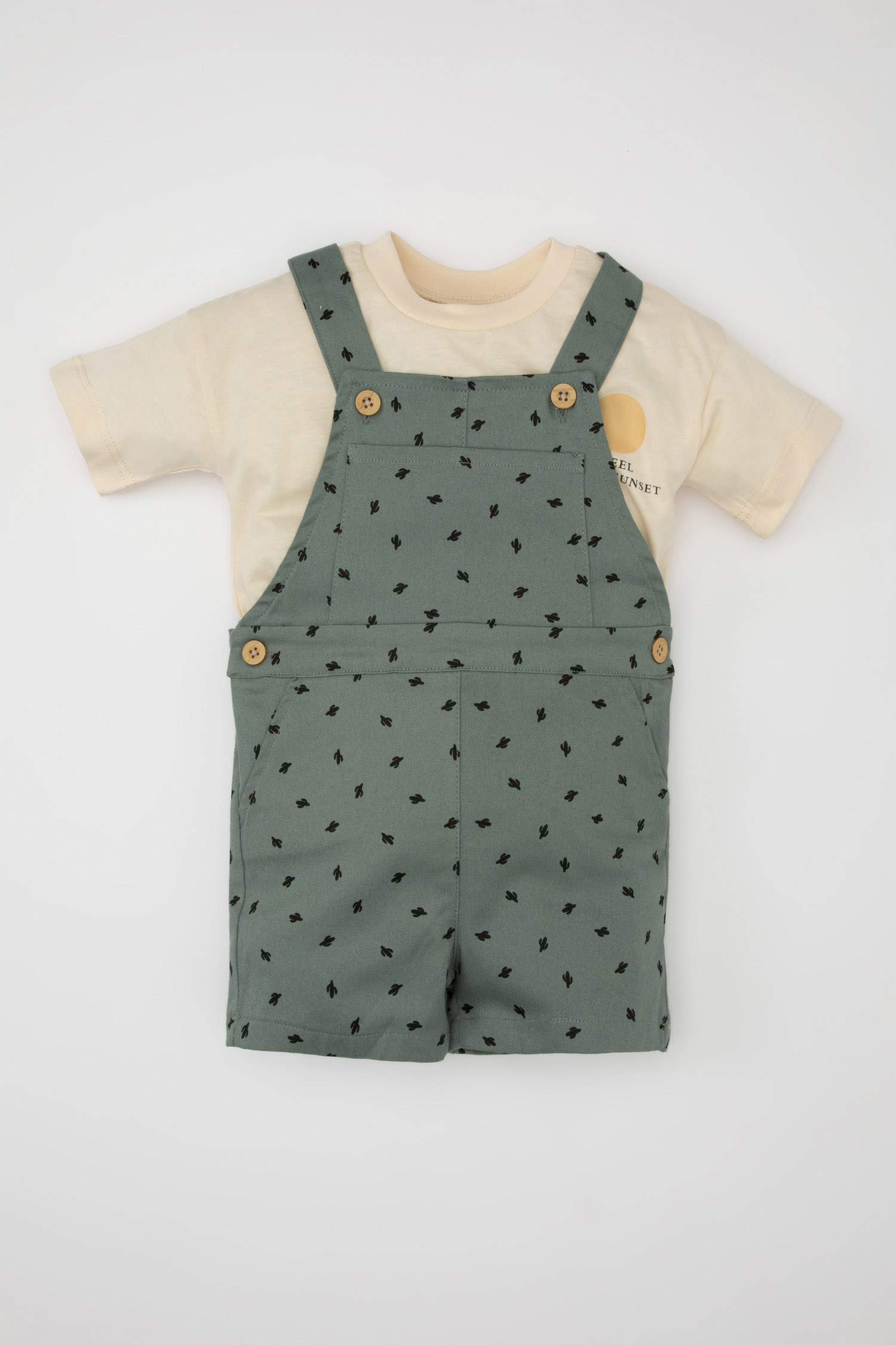 Baby Boy Cactus Patterned T-Shirt Overalls 2 Piece Set