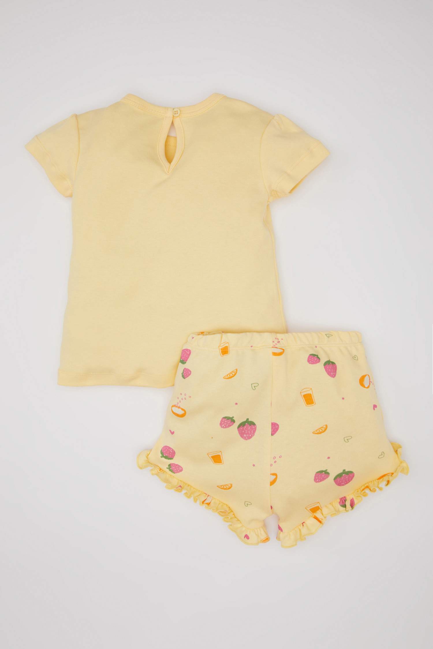 طقم بيجاما بناتي برقبة مستديرة - قطعتين