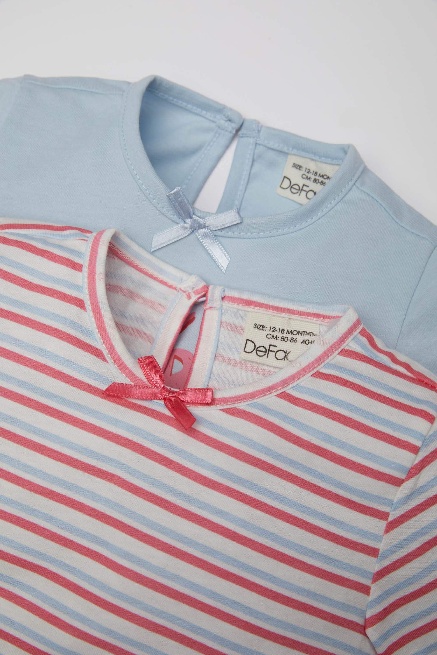 Kız Bebek 4'lü Pijama Takımı Baskılı Kısa Kollu Penye Üst Şort