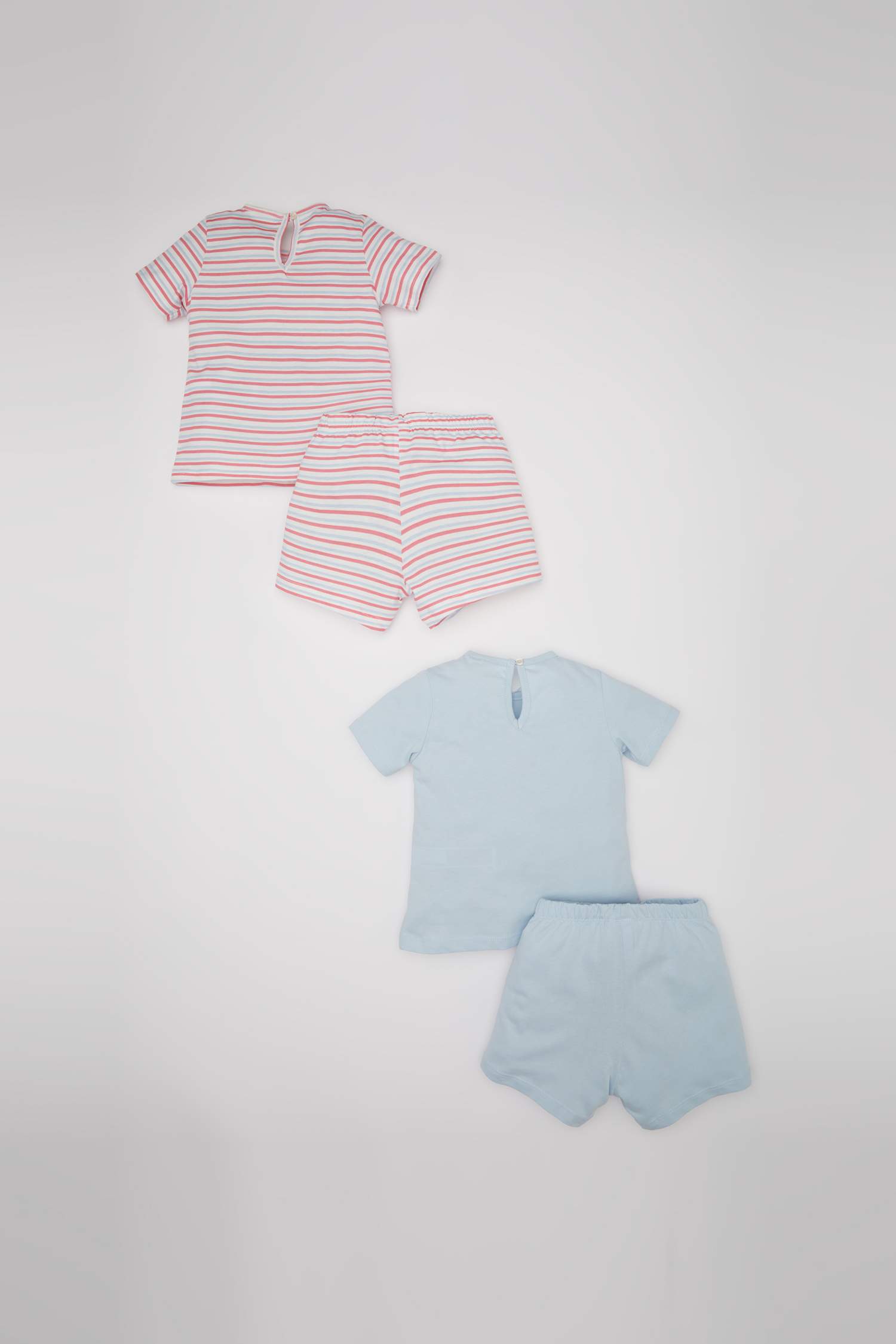 Kız Bebek 4'lü Pijama Takımı Baskılı Kısa Kollu Penye Üst Şort