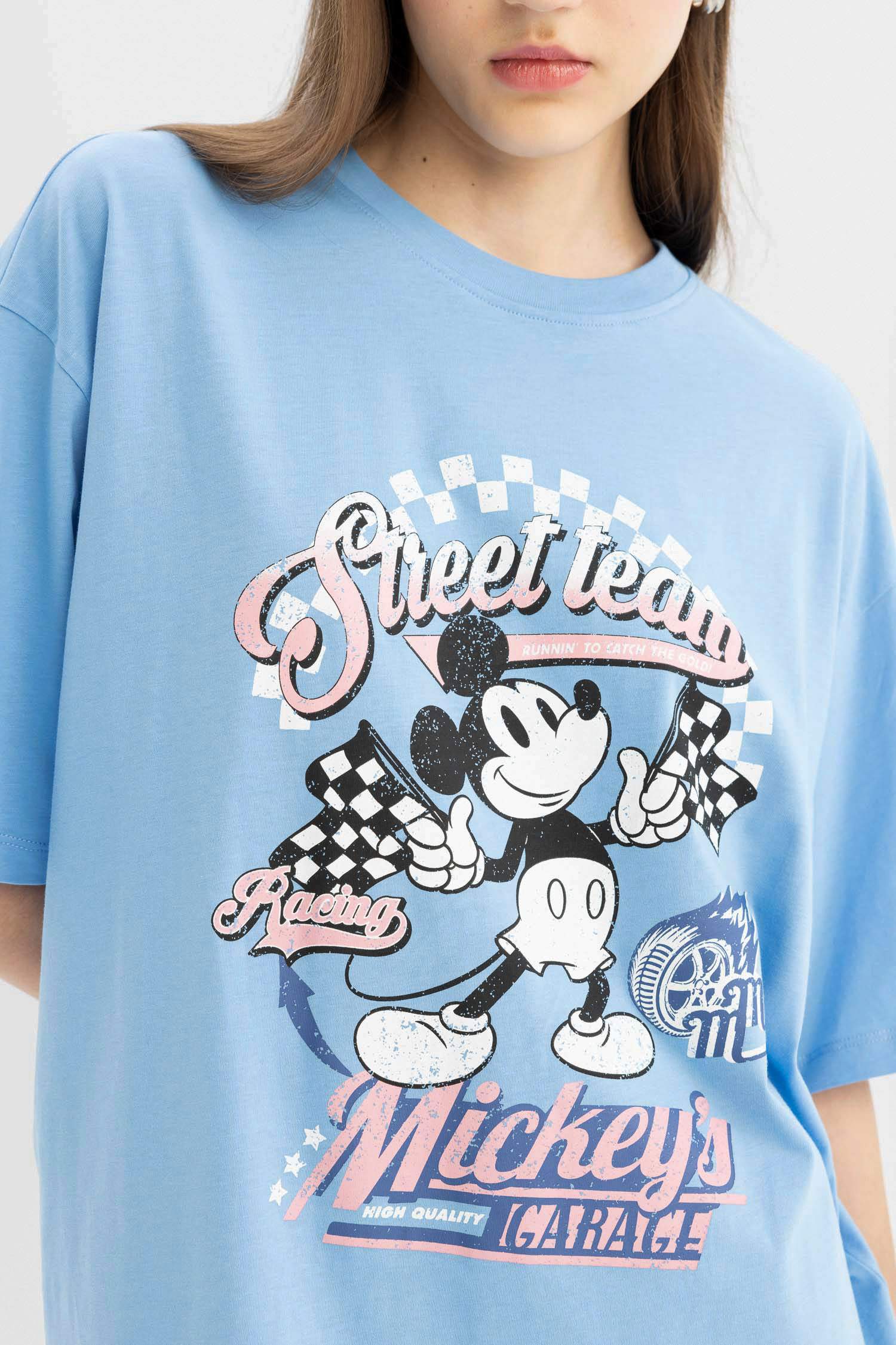 Disney Mickey & Minnie Short Sleeve Cotton Mini T-Shirt Dress