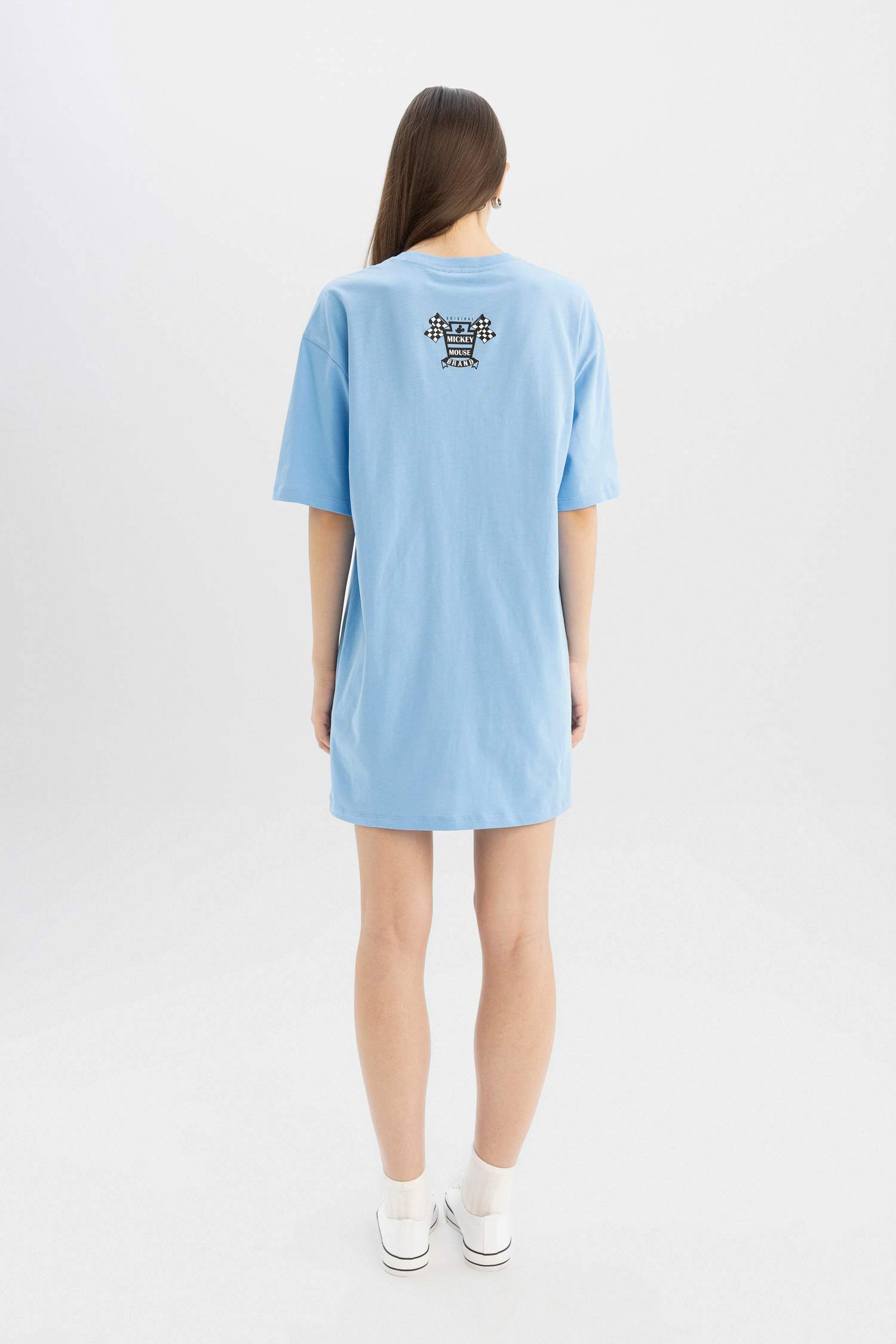 Disney Mickey & Minnie Short Sleeve Cotton Mini T-Shirt Dress