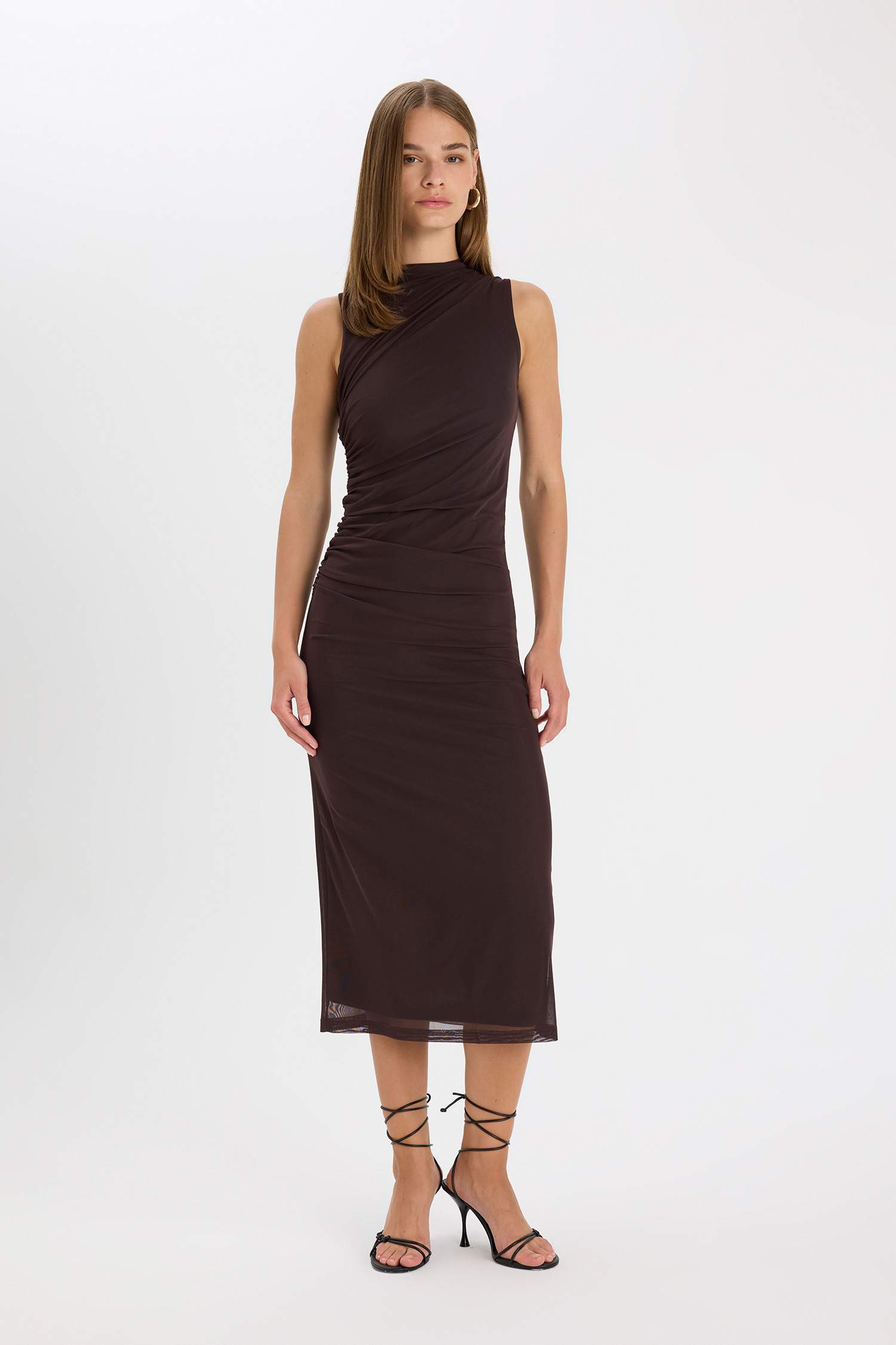 فستان ميدي تول بوديكون بدون ردن بياخة عالية