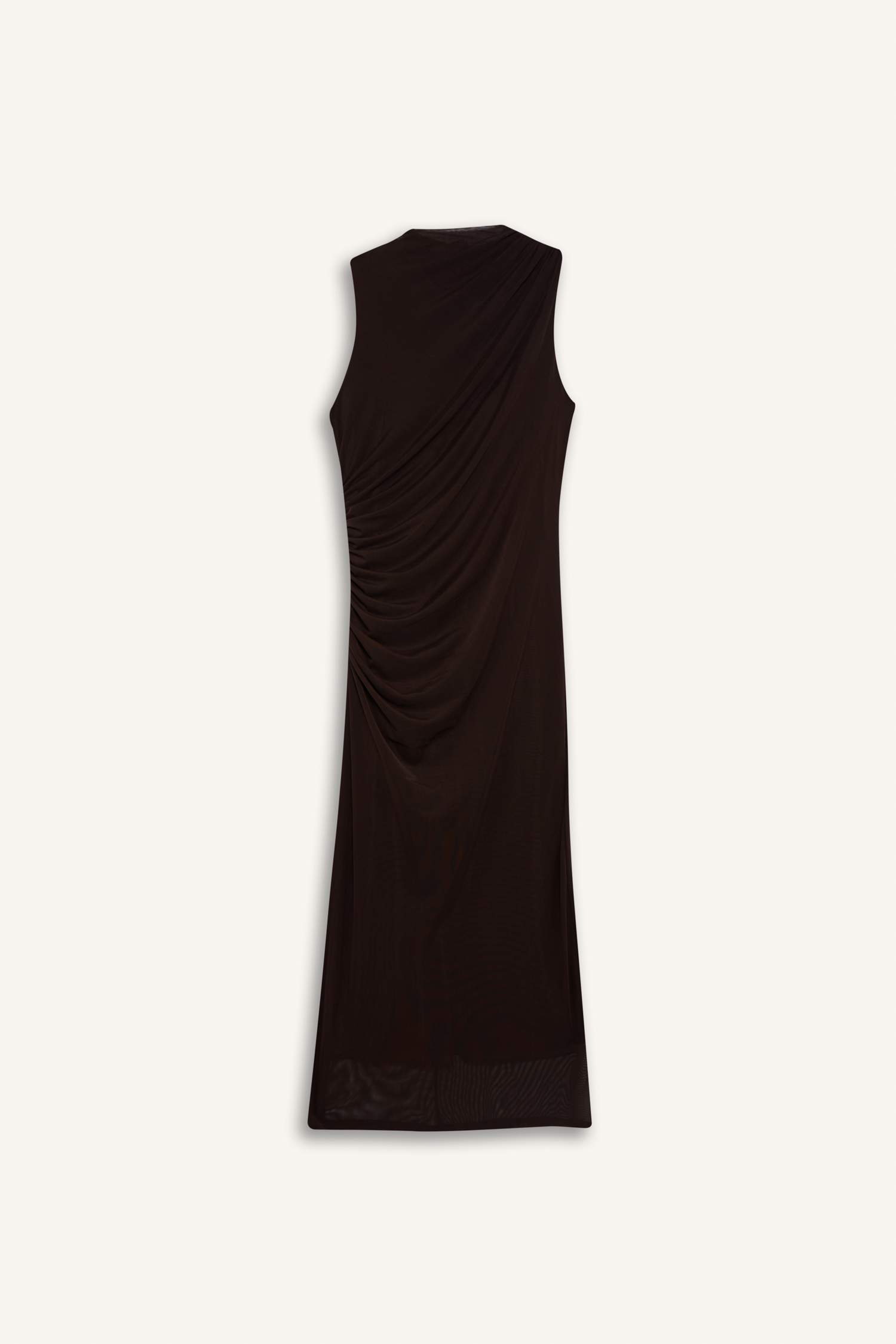 Bodycon Half Turtleneck Tulle Sleeveless Maxi Dress