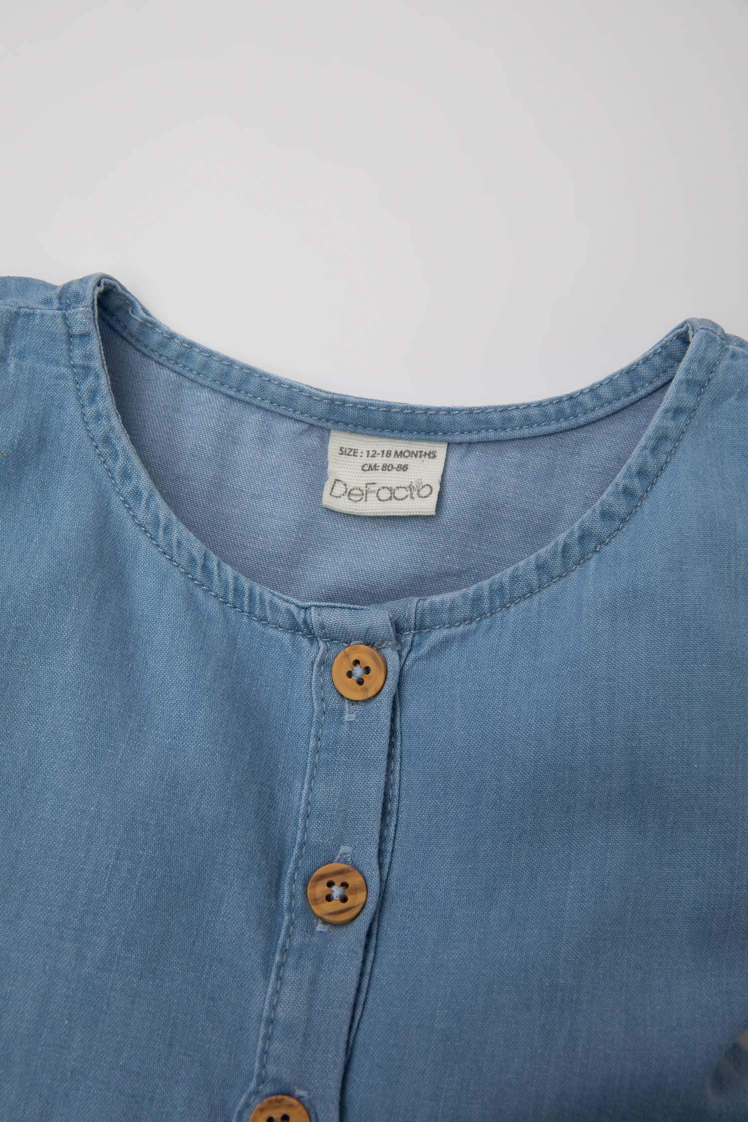 فستان جينز بناتي قصة عادية بدون ردن