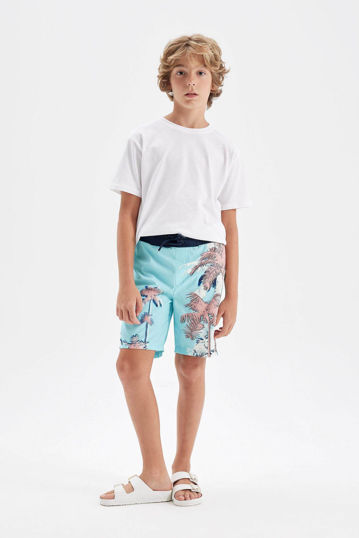 شورت بحر ولادي بطبعة نخيل