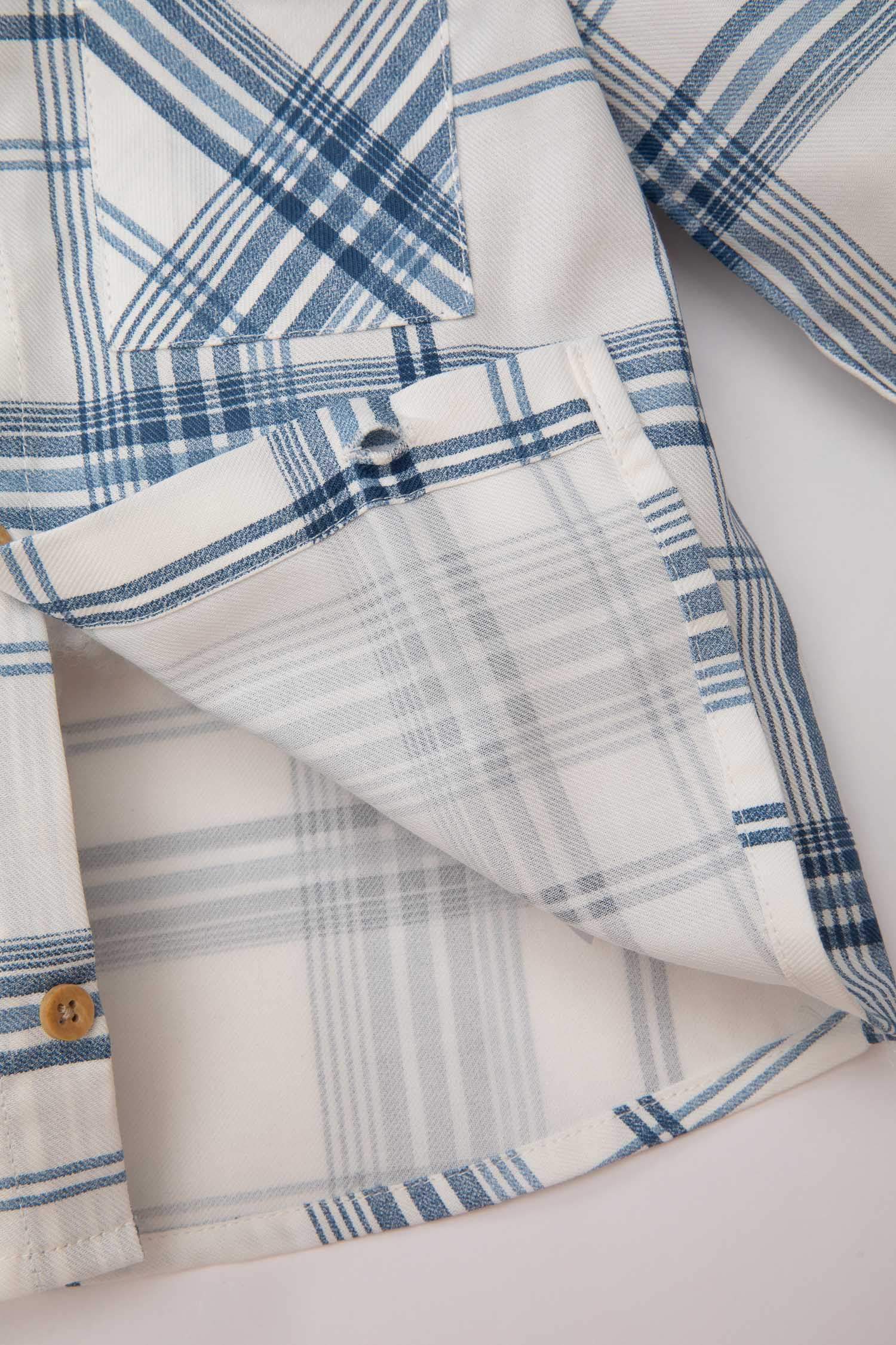 Erkek Bebek Kareli Twill Gömlek Pantolon 2'li Takım