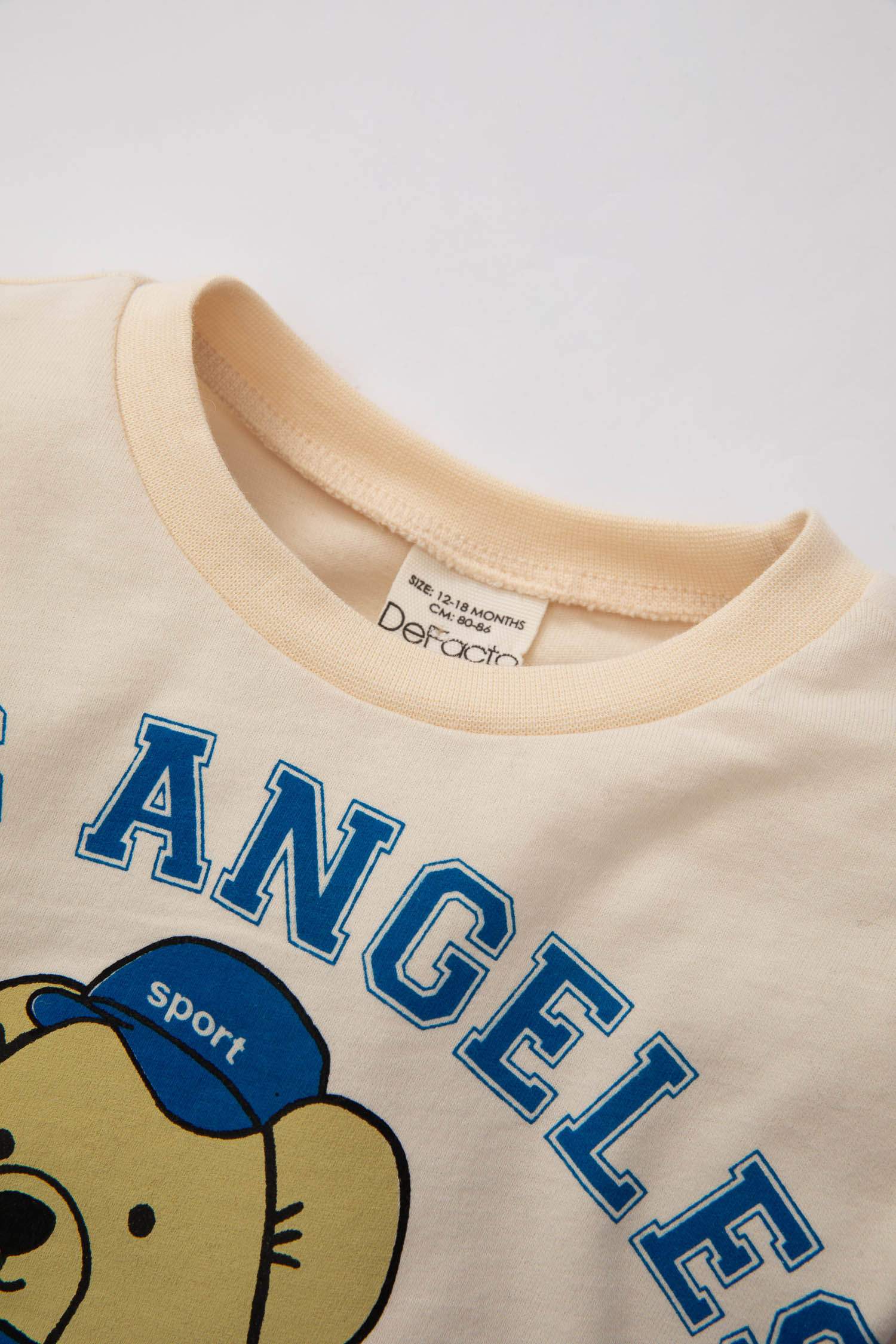 Baby Boy Crew Neck Bear Printed Long Sleeve T-Shirt