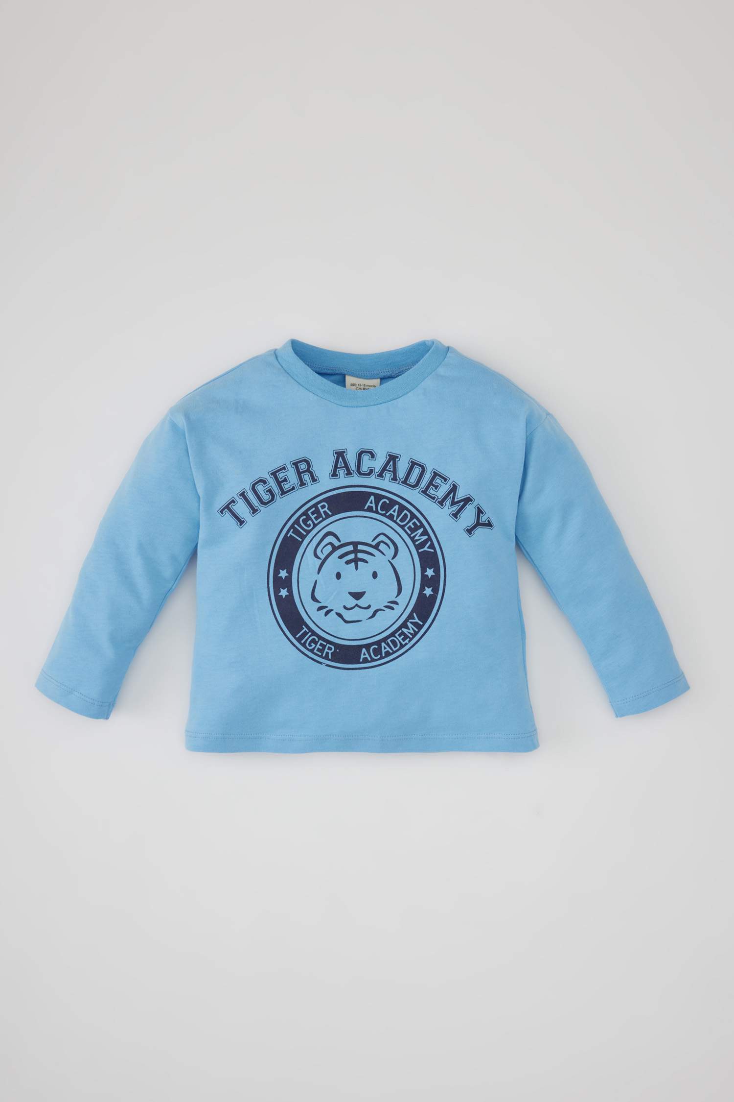 Erkek Bebek Bisiklet Yaka Kaplan Desenli Uzun Kollu Tişört